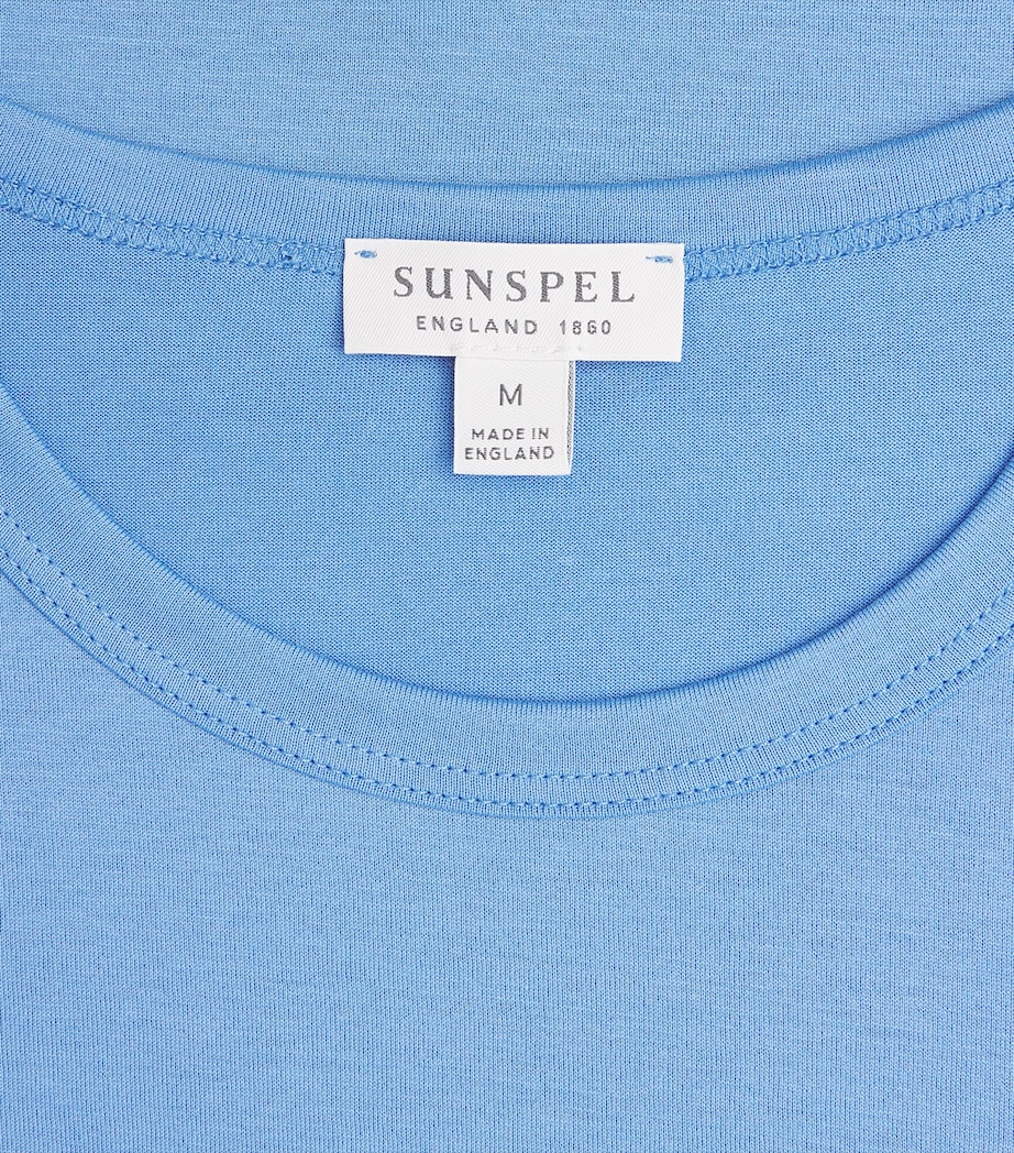 Sunspel Mens Supima Cotton Classic T-Shirt Buww Azure Blue Image 6