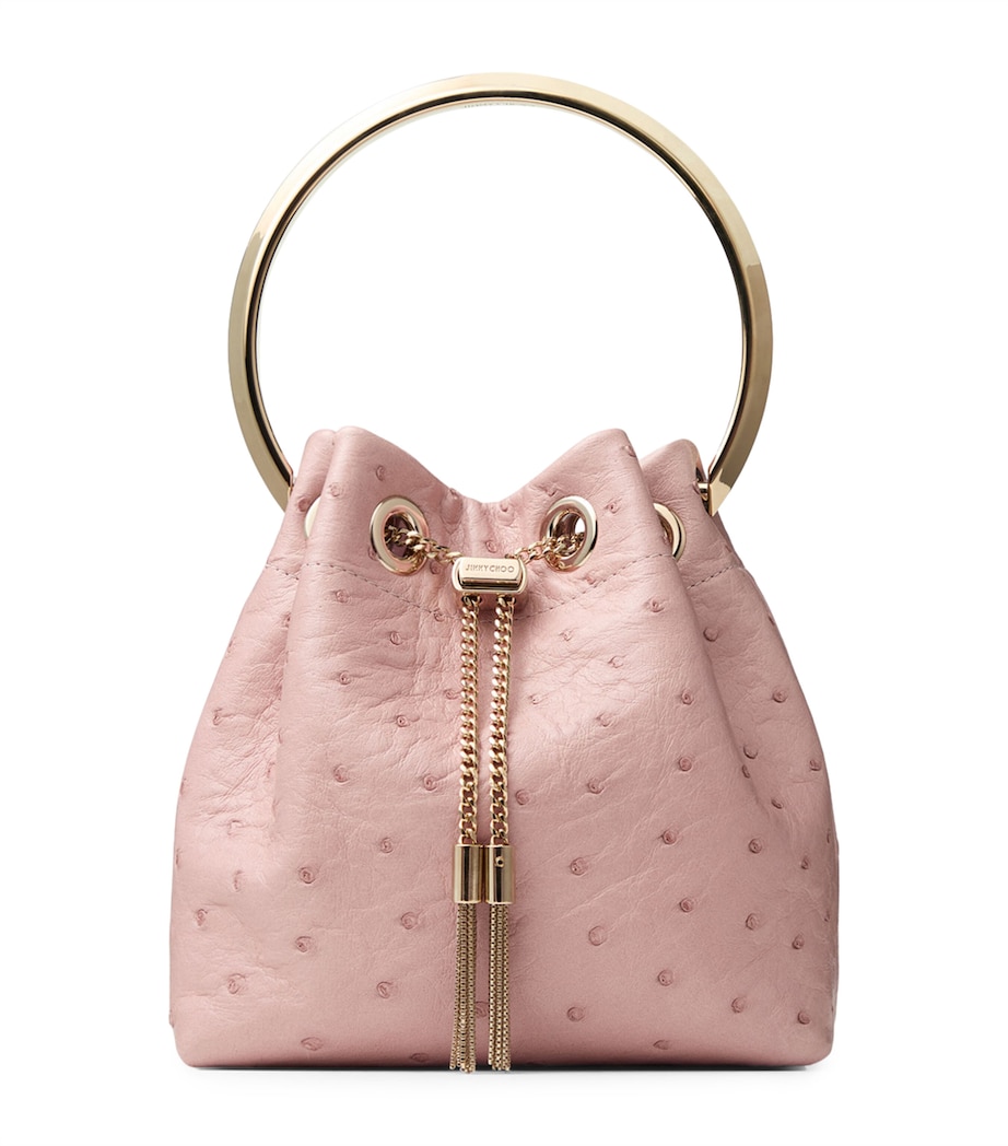 Ostrich Leather Bon Bon Top-Handle Bag ROSE/GOLD Image 1