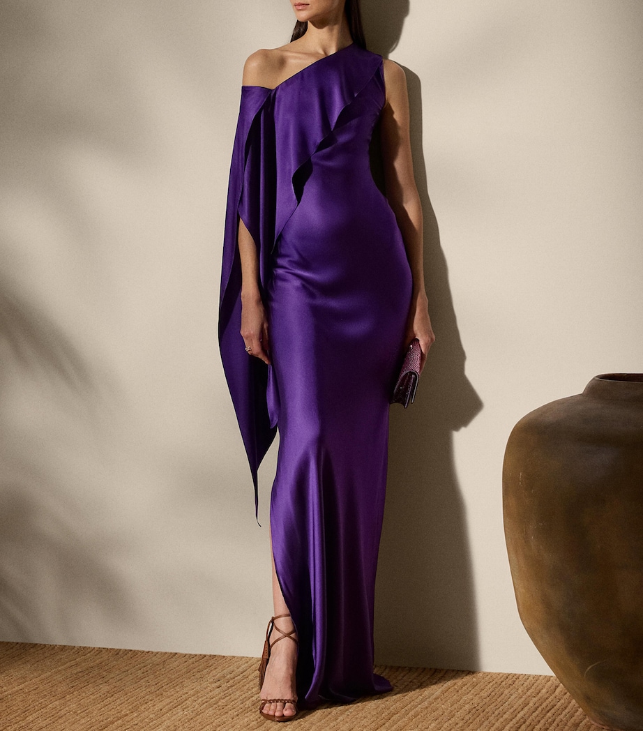 Stretch-Silk Charmeuse Lizzie Maxi Dress PURPLE Image 3