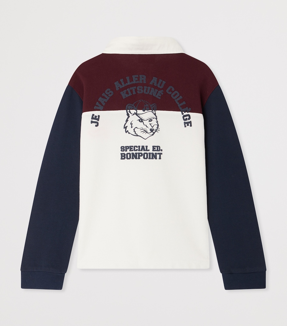 Bonpoint x Maison Kitsuné Cotton Polo Shirt (4-12 Years) Rayures Marine Image 2