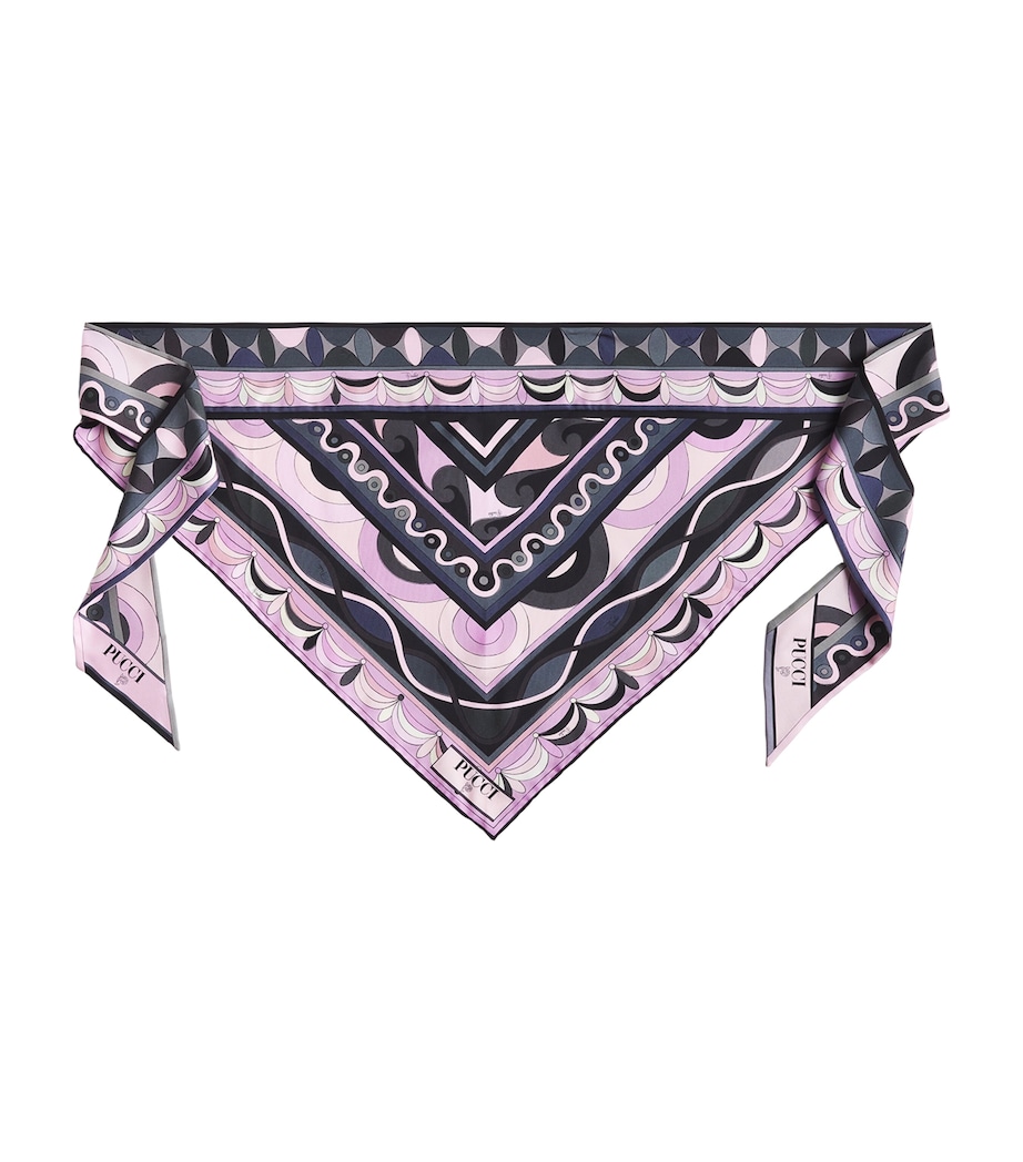 Silk Printed Headscarf 1/BLACK PINK Image 1