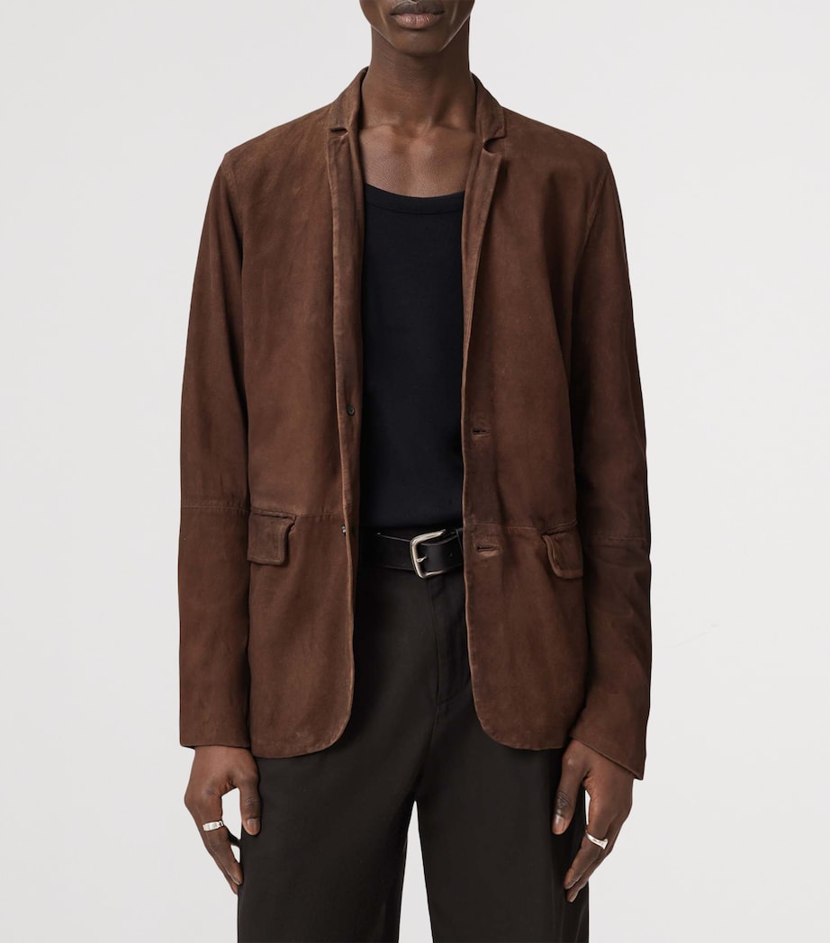 AllSaints Mens Suede Monet Blazer Cider Brown Image 4