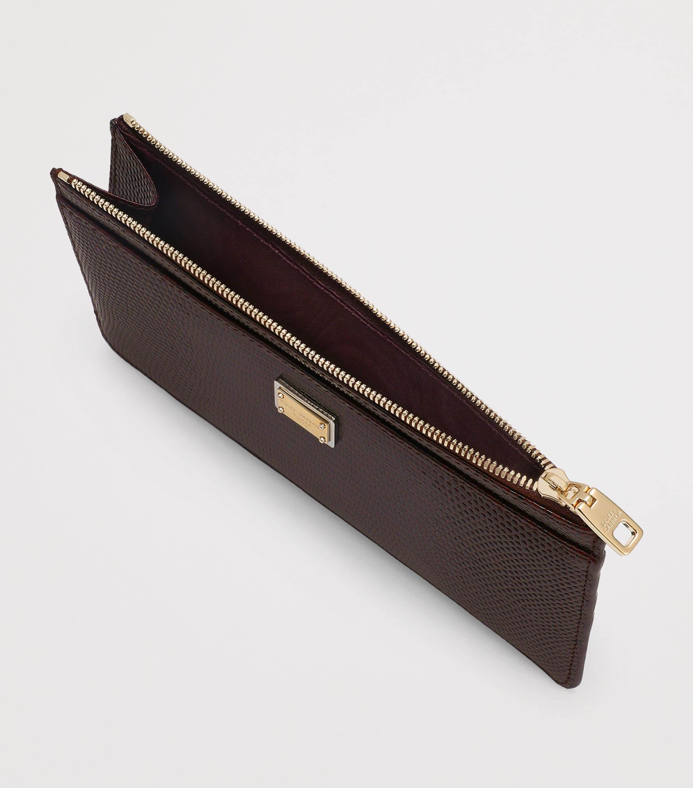 Calfskin Logo Card Holder 80342-DARK PLUM Image 3