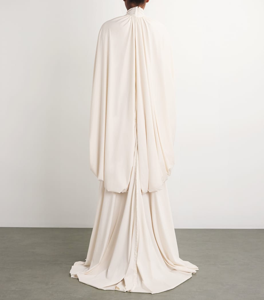 Fitted Mylaya Long-Sleeve Gown WHITE Image 3