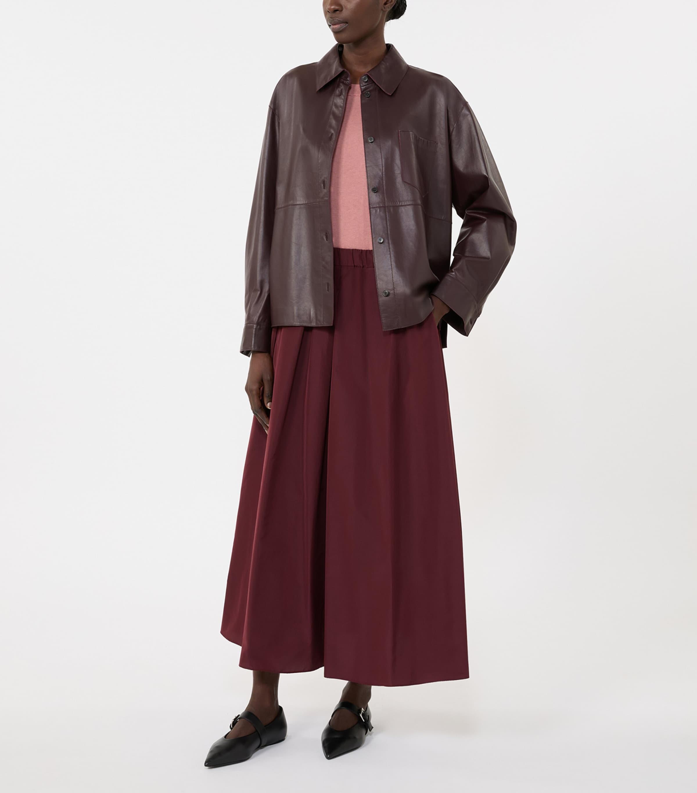 Weekend Max Mara Womens Nappa Leather Shirt Jacket Bordeaux Image 2