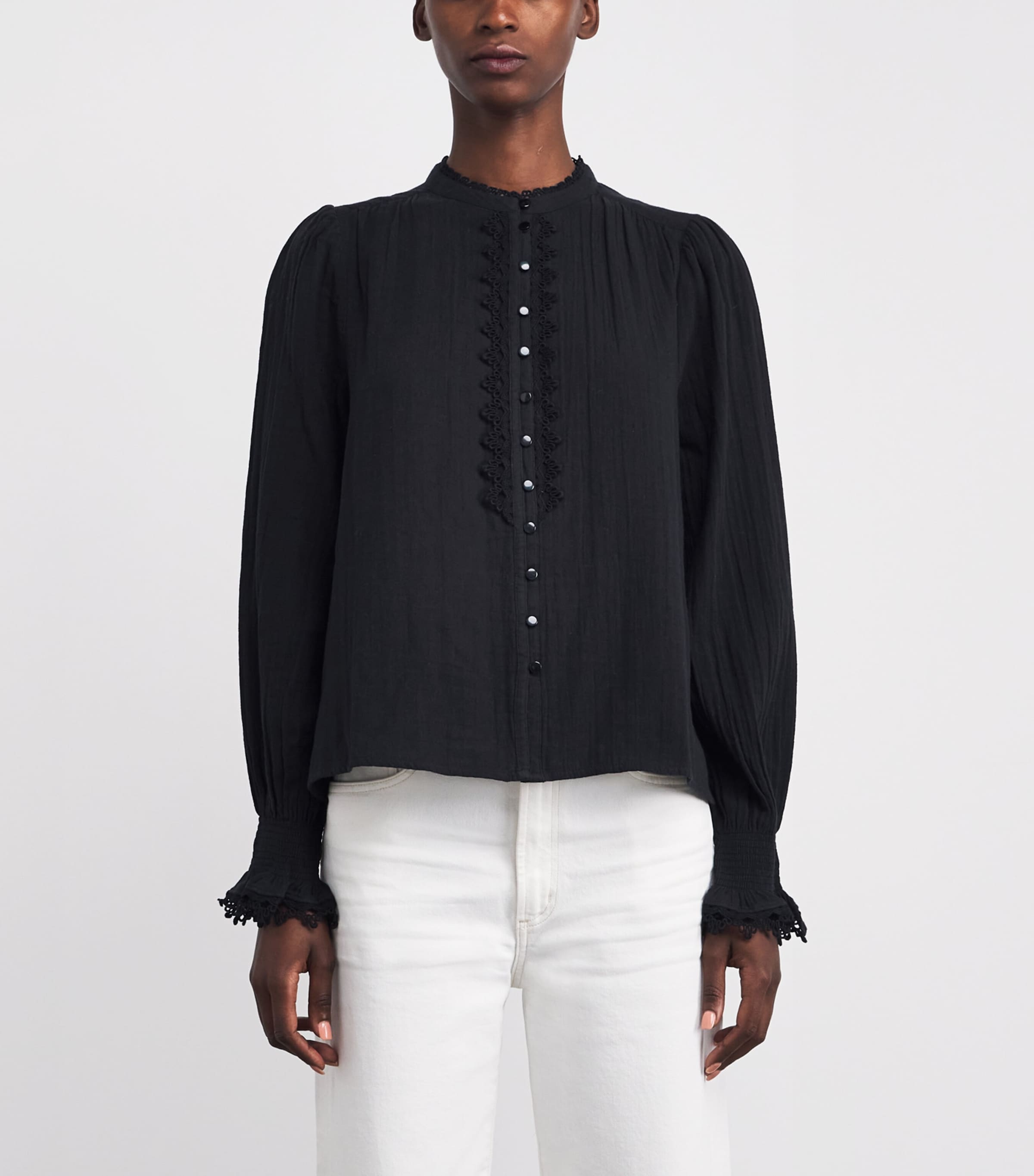 Cotton Embroidered Blouse NAVY Image 3