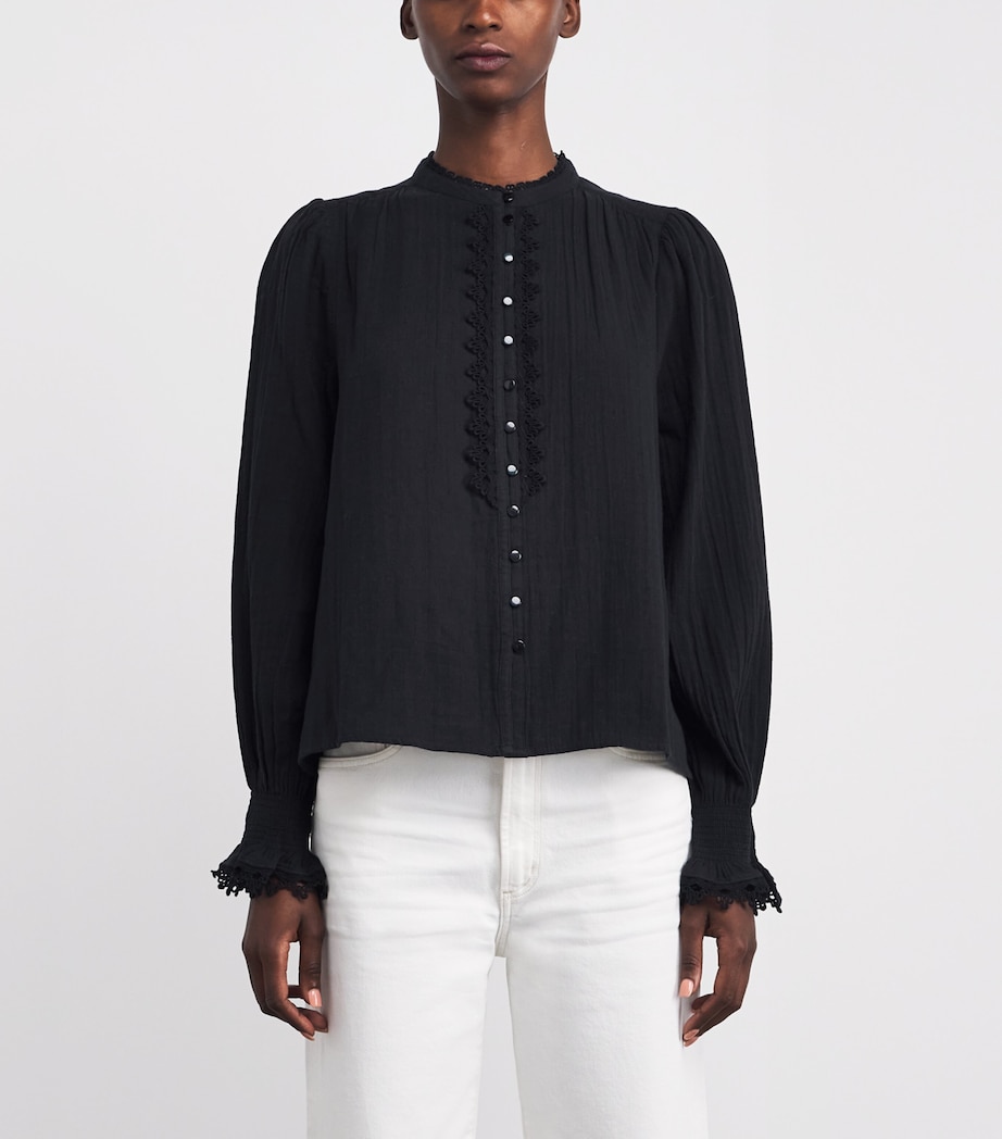 Cotton Embroidered Blouse NAVY Image 3