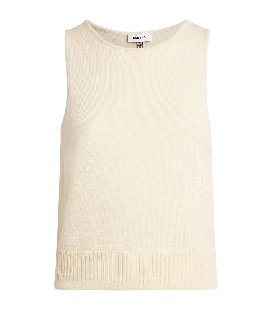 Sandro Paris Womens Wool-Cashmere Sweater Vest Vanilla Image 1