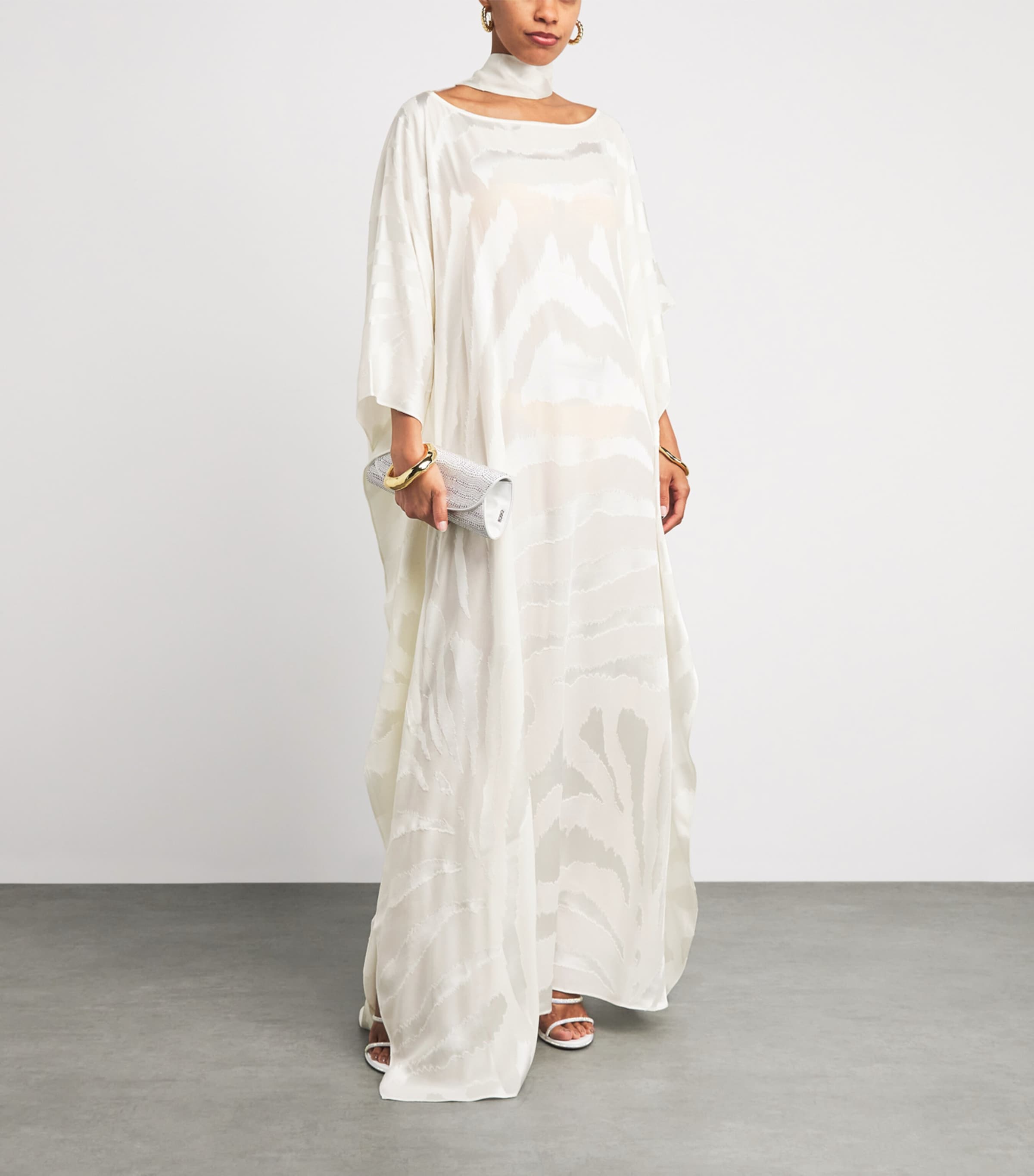 Taller Marmo Womens Asymmetric Streep Kaftan Ivory Image 2