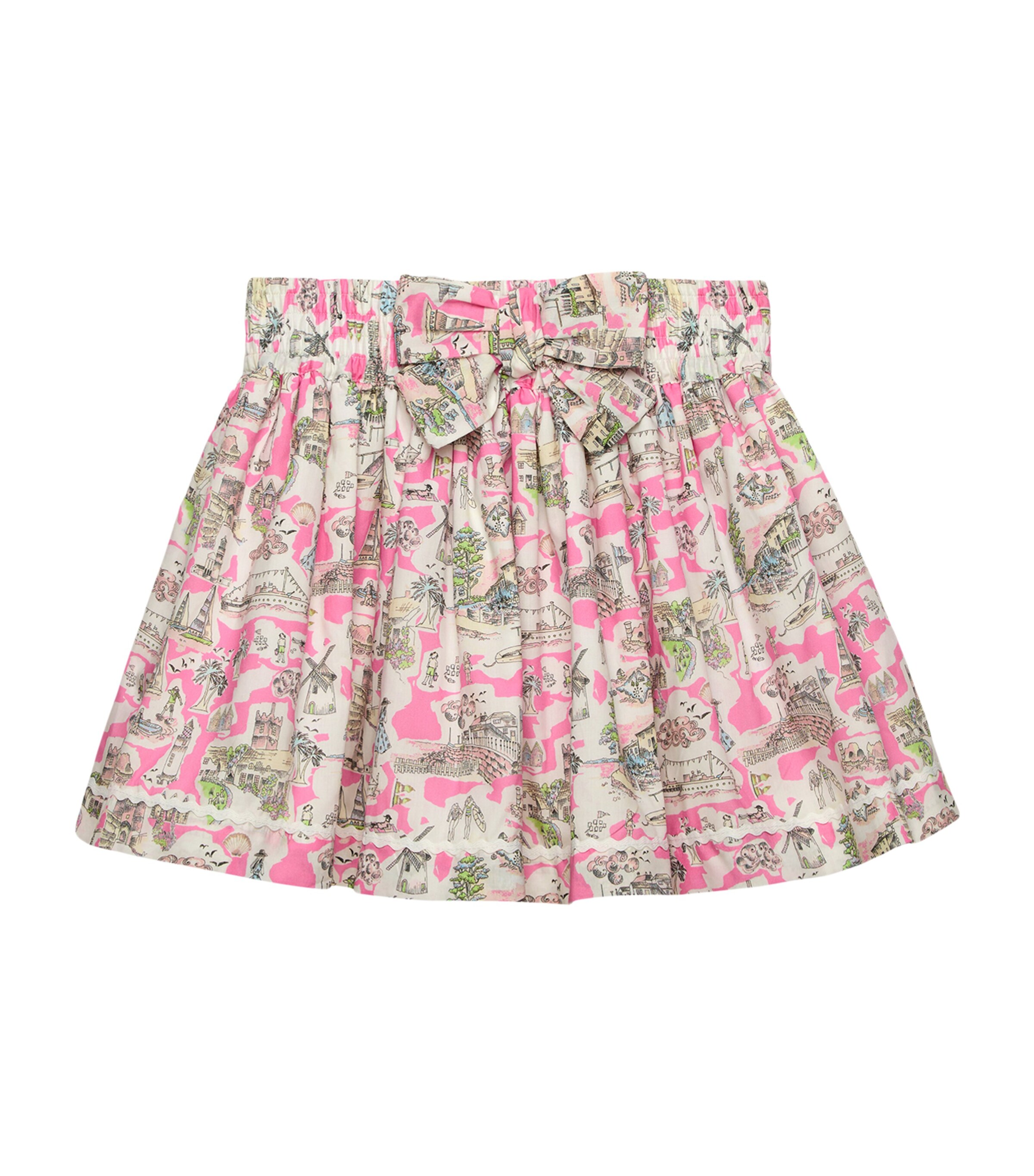 Trotters Cotton Printed Holiday Scenes Skirt (2-5 Years) Bright Pink Holiday Image 1