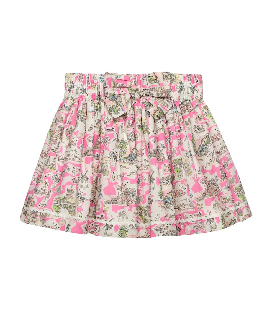 Trotters Cotton Printed Holiday Scenes Skirt (2-5 Years) Bright Pink Holiday Image 1