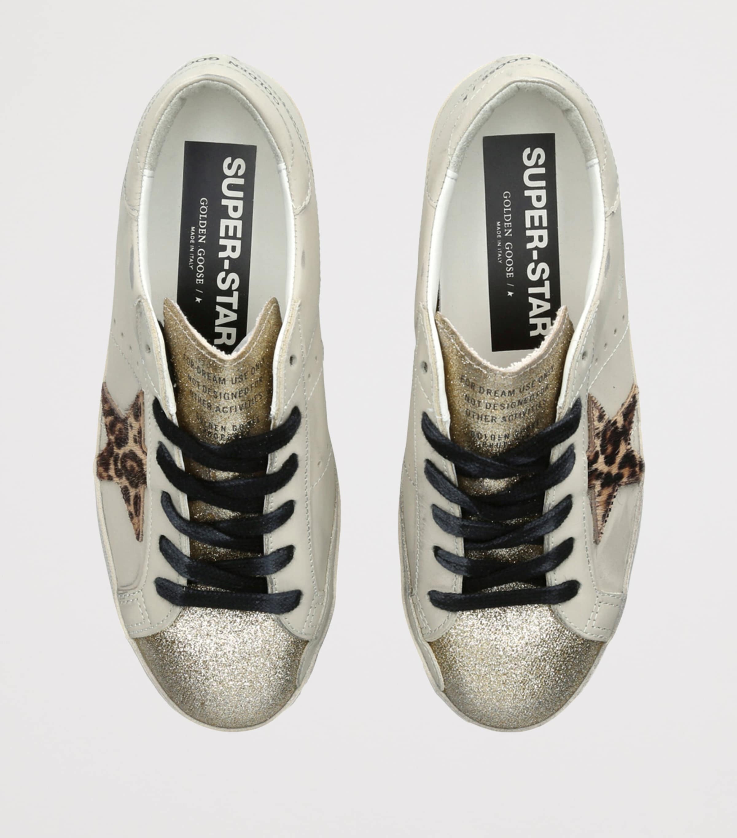 Goose Dupes White Shoes With A Star Golden Goose Leather Super