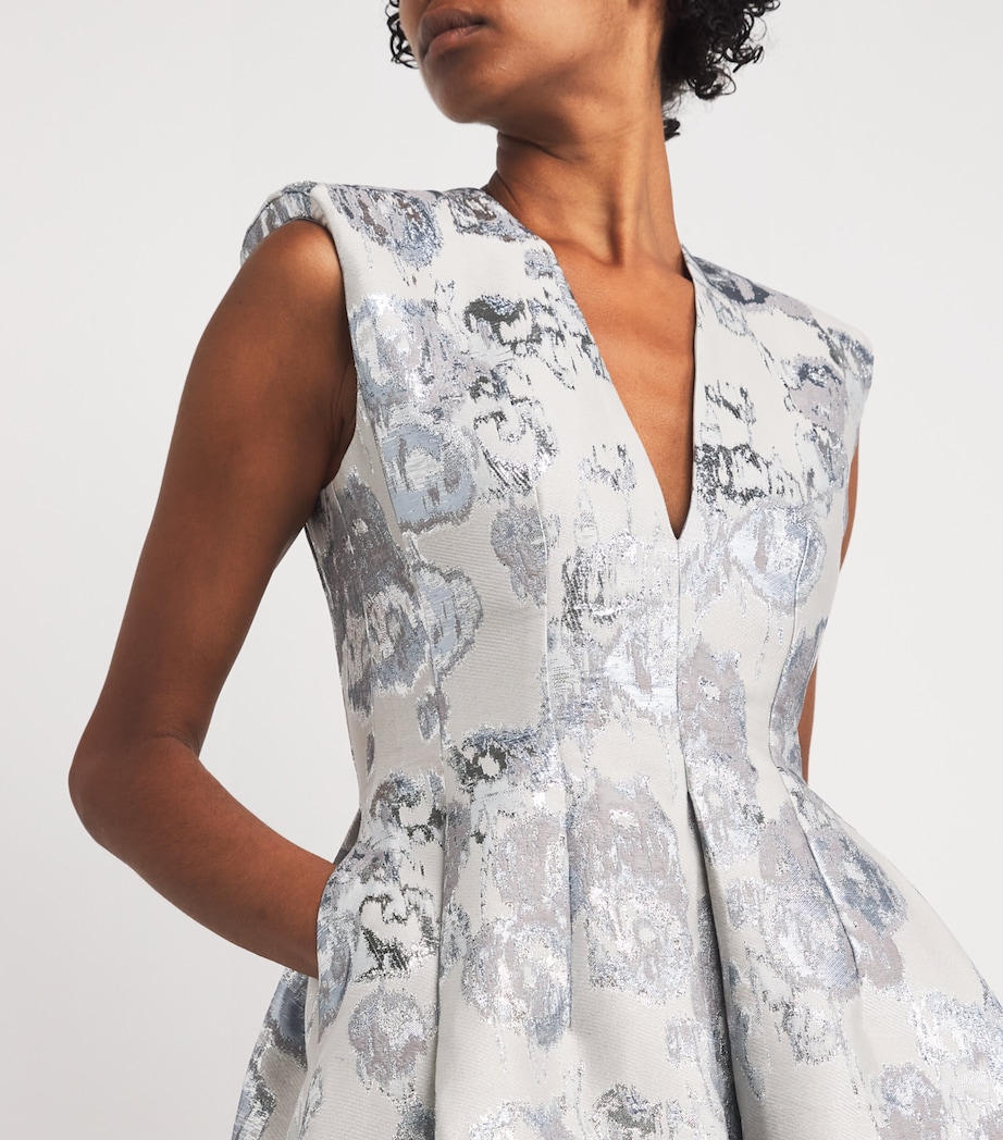 Metallic Jacquard Kyle Midi Dress SILVER Image 4