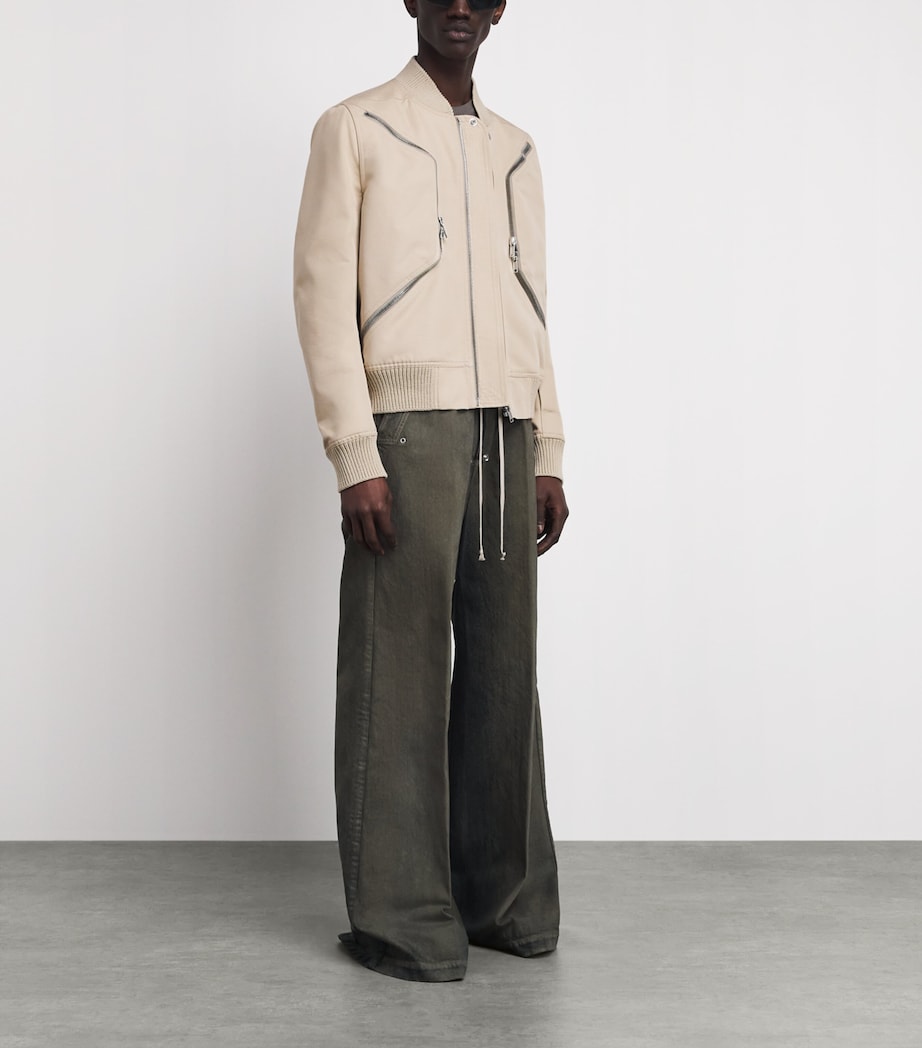 Rick Owens Mens Cotton-Blend Heizer Bomber Jacket Sand/ Image 2