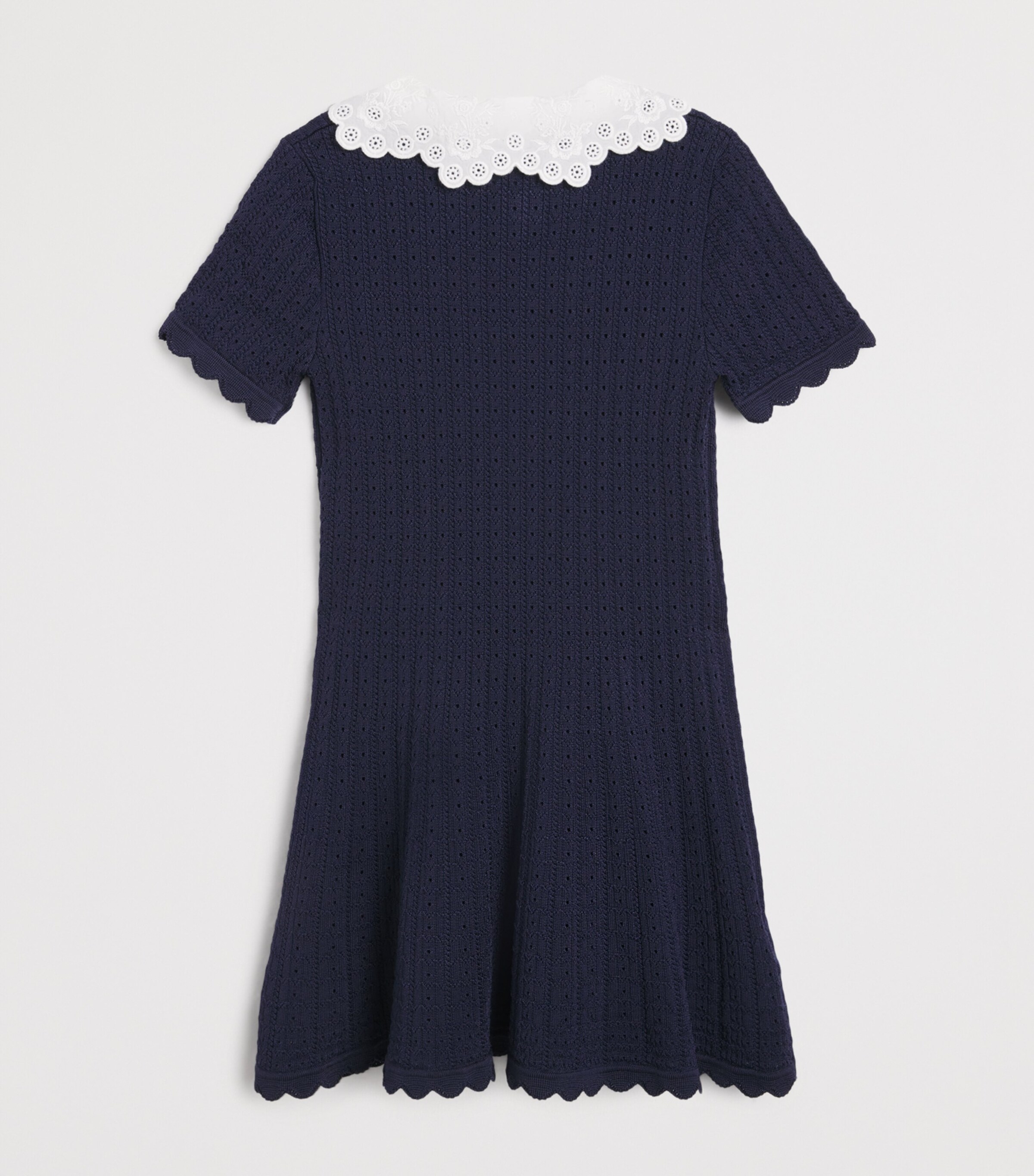 Self-Portrait Kids Knitted Collar Dress (3-12 Years) Navy Image 2