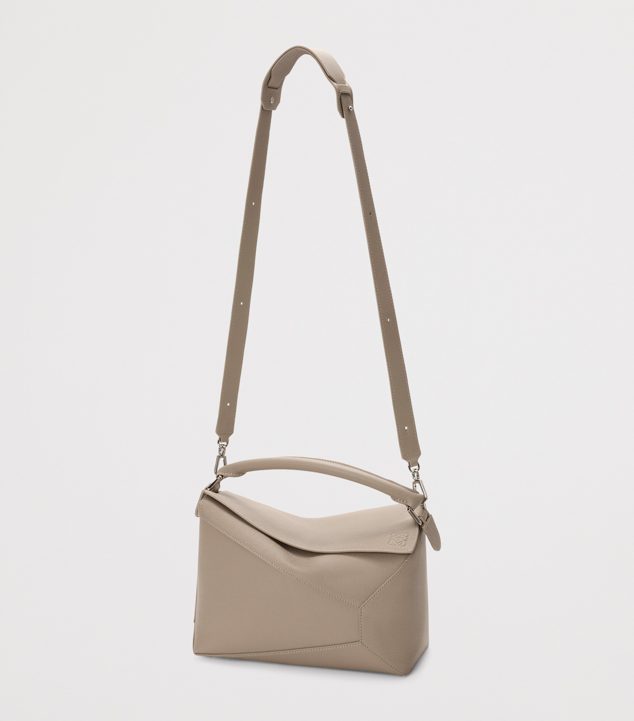 Medium Leather Puzzle Edge Top-Handle Bag CLAY Image 5