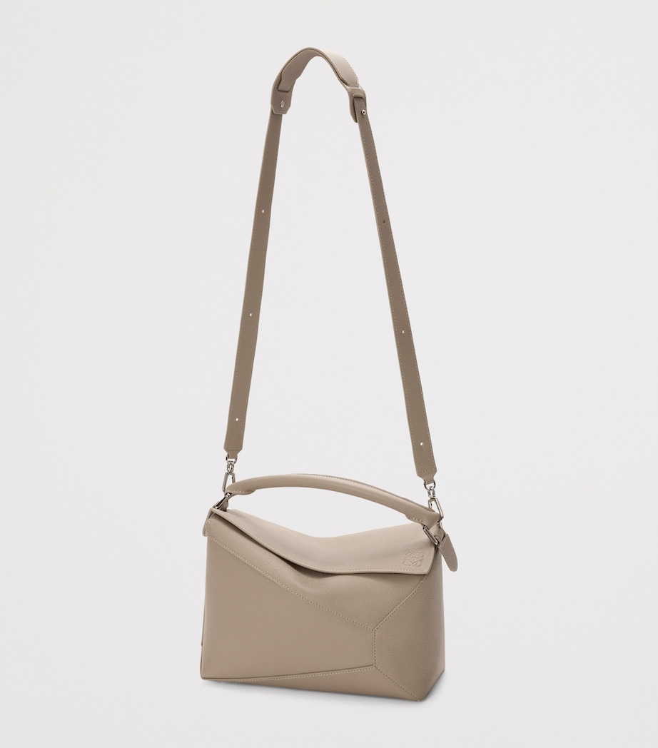 Medium Leather Puzzle Edge Top-Handle Bag CLAY Image 5