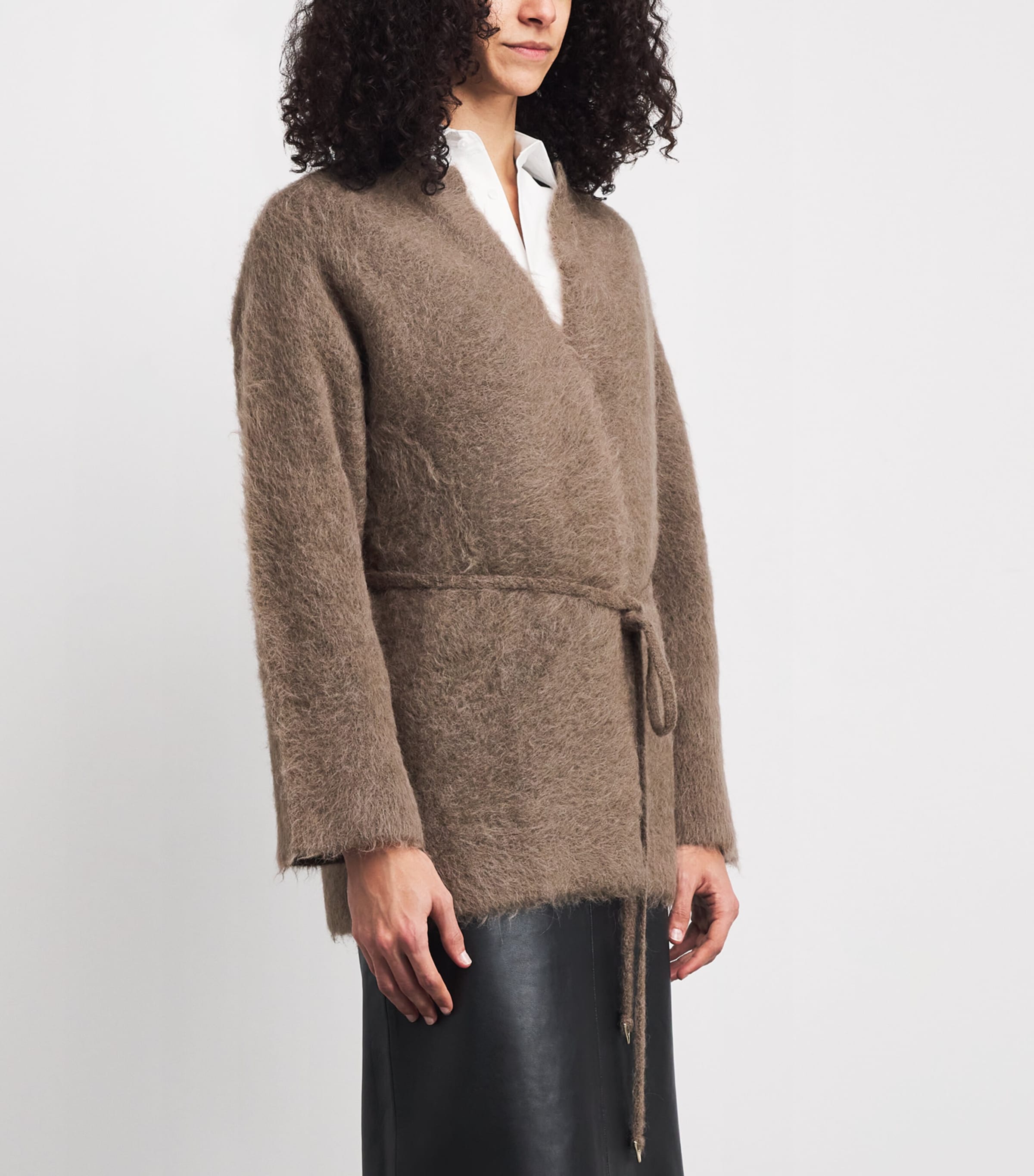 Alpaca-Blend Tie-Detail Cardigan 230 TAUPE Image 3