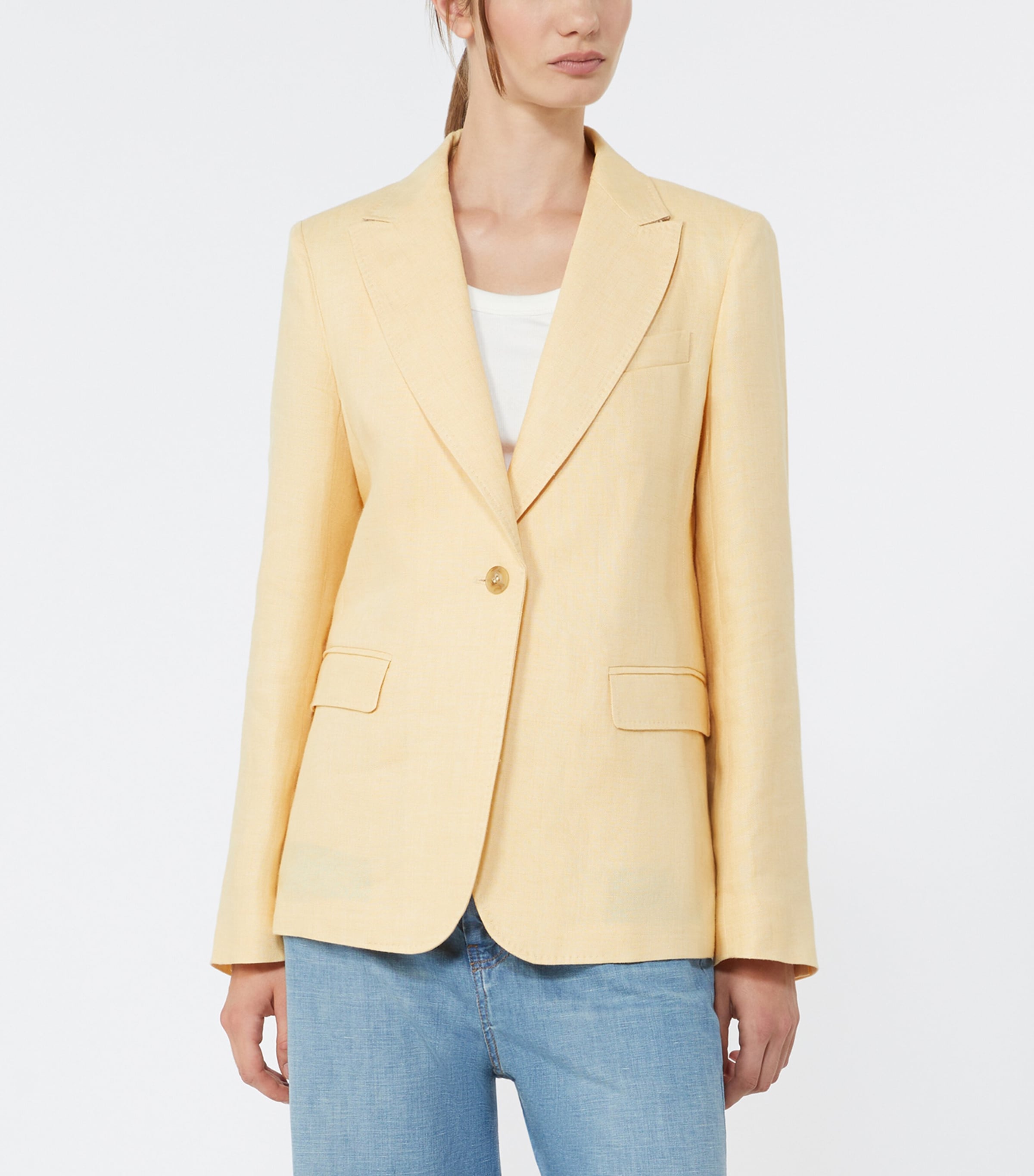 Weekend Max Mara Womens Linen Single-Breasted Blazer Light Yellow Image 3