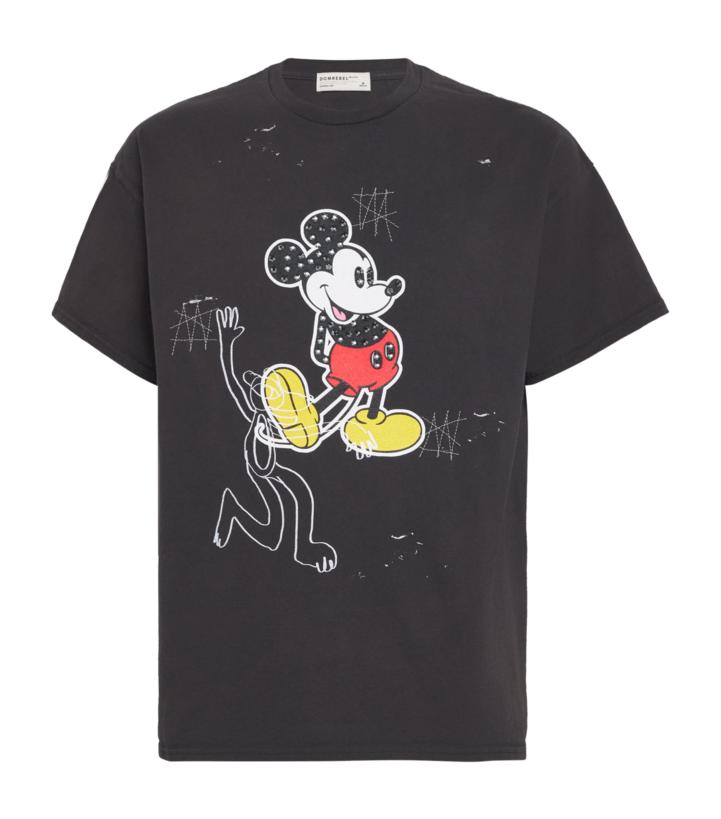 DOMREBEL Mens Cotton Mickey Mouse T-Shirt Black Image 1