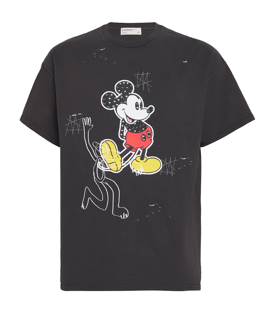 DOMREBEL Mens Cotton Mickey Mouse T-Shirt Black Image 1