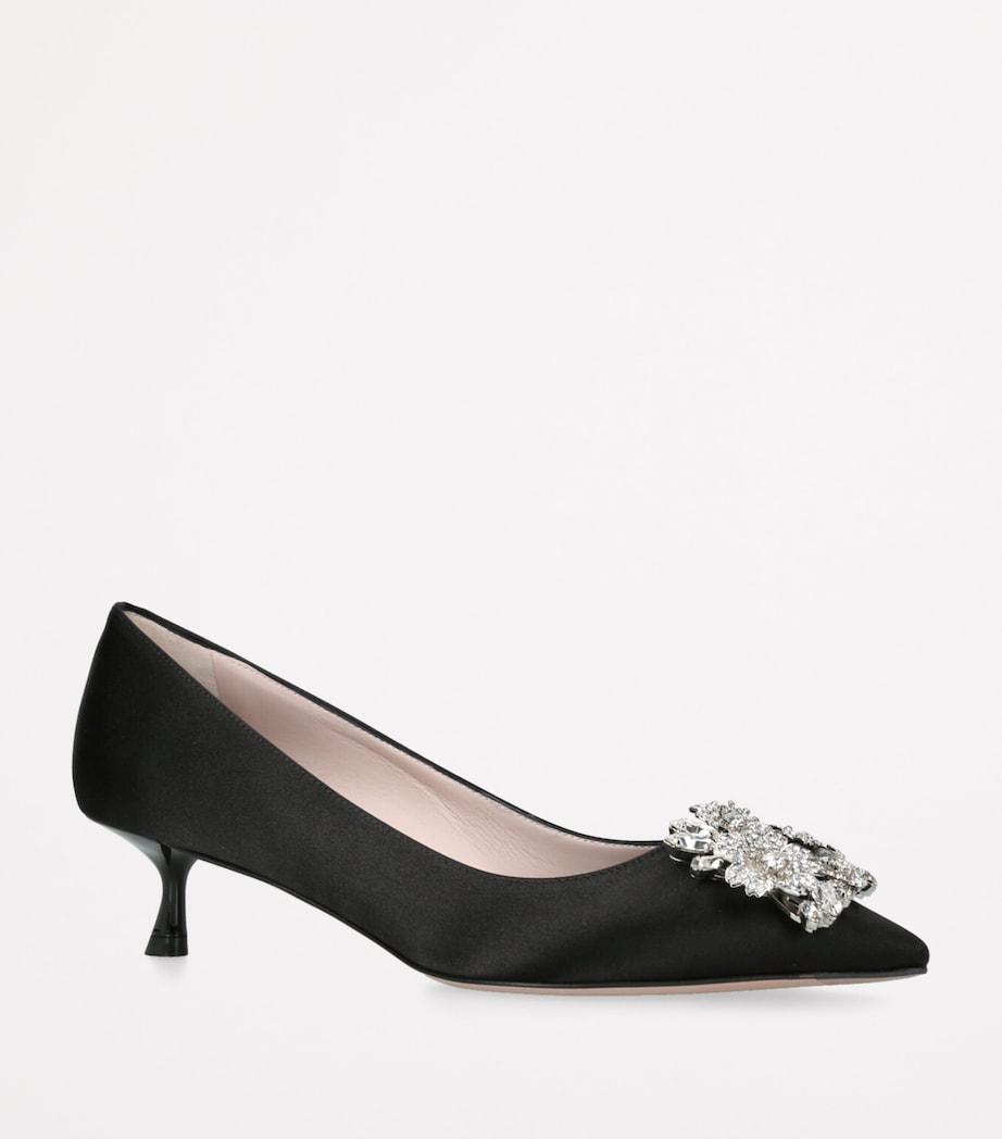 Roger Vivier Satin Bouquet Strass Buckle Pumps 45 Black Image 3