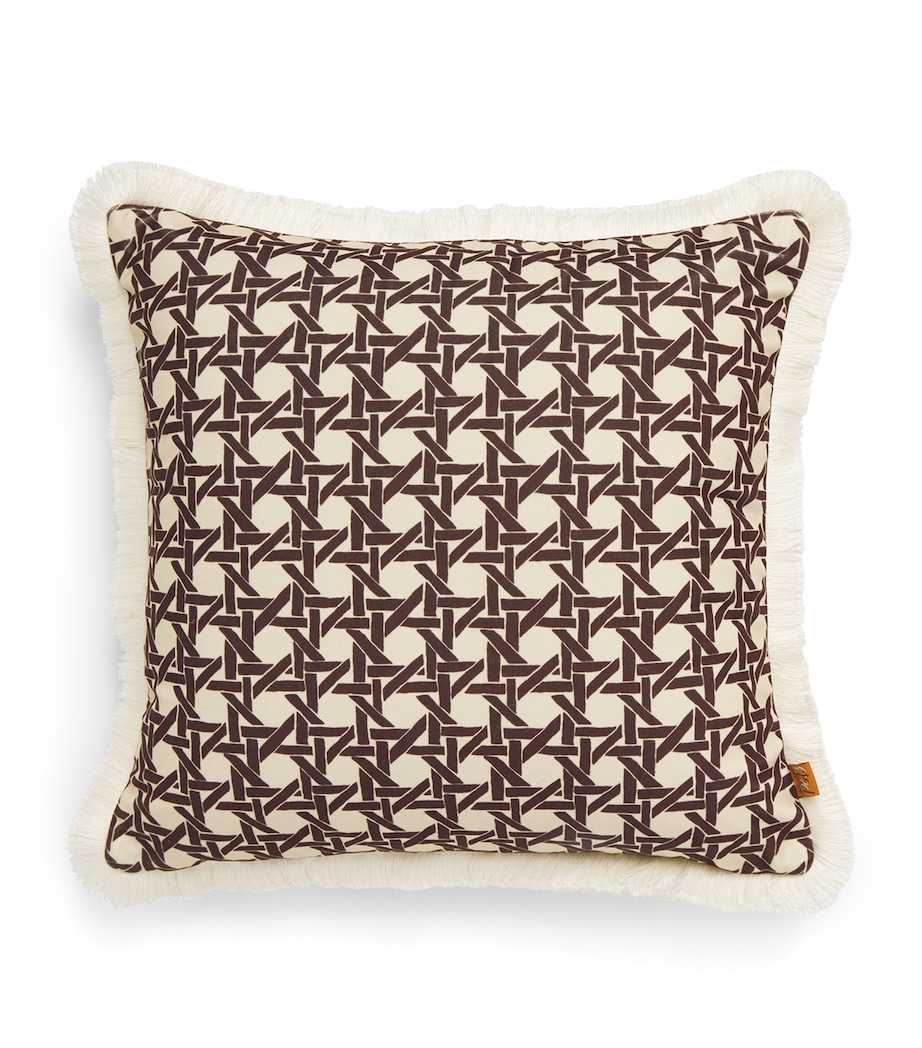 Fringed Rattan Cushion (50cm x 50cm) UMBER Image 1