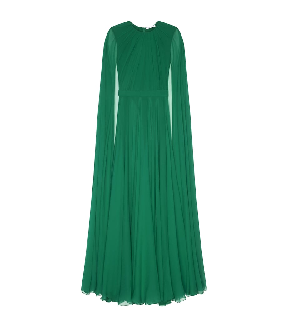 Silk Pleated Maxi Dress EMERALD GREEN Image 1