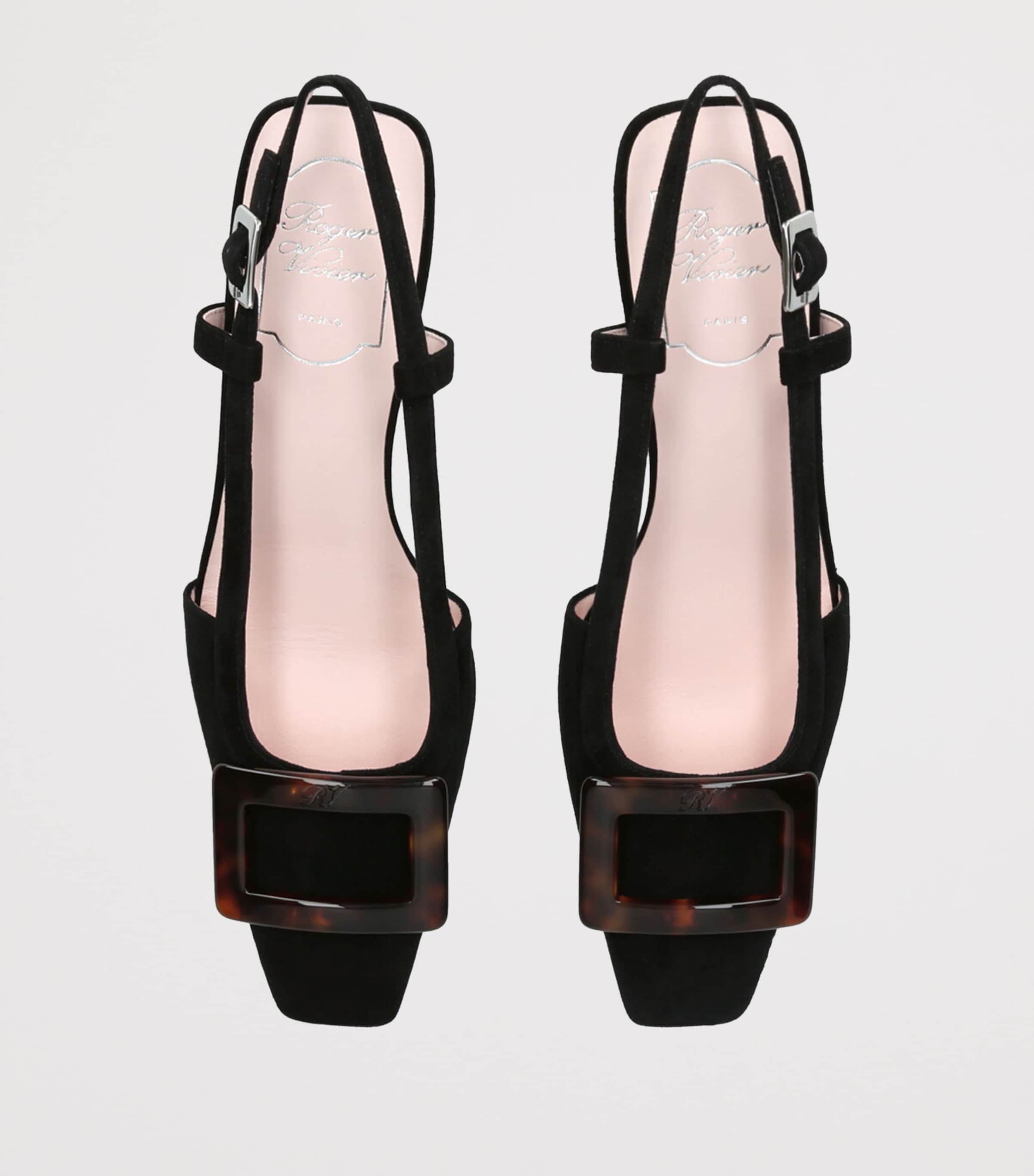 Suede Belle Vivier Slingback Pumps 45 BLACK Image 4