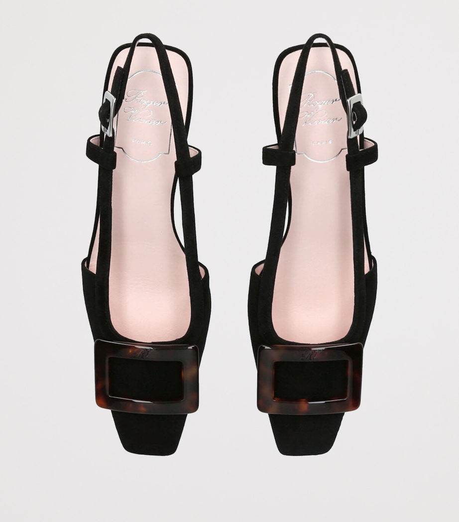 Suede Belle Vivier Slingback Pumps 45 BLACK Image 4