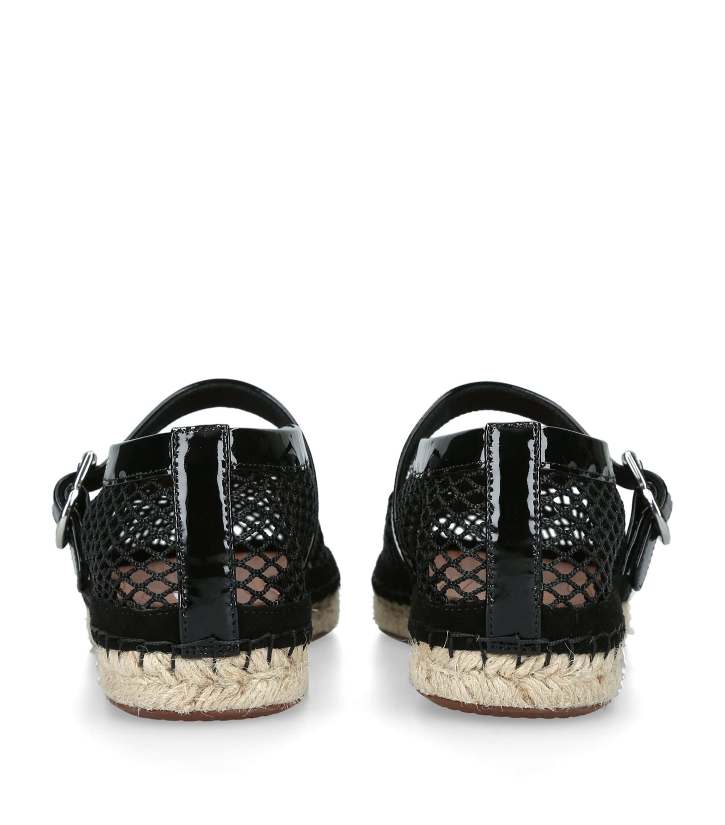 Alaïa Mesh-Leather Espadrille Ballet Flats Black Image 4