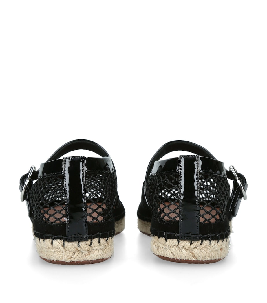 Alaïa Mesh-Leather Espadrille Ballet Flats Black Image 4