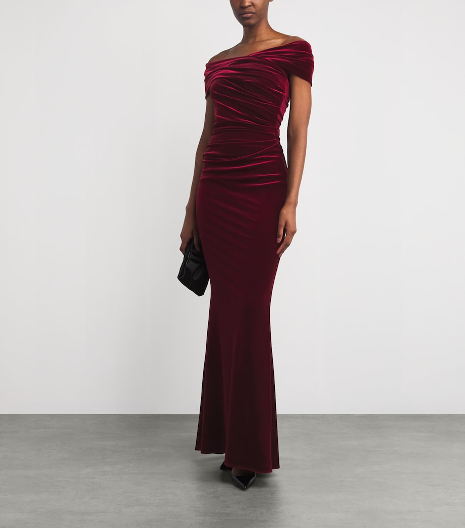 Velvet Off-The-Shoulder Maxi Dress 364 BURGUNDY Image 2