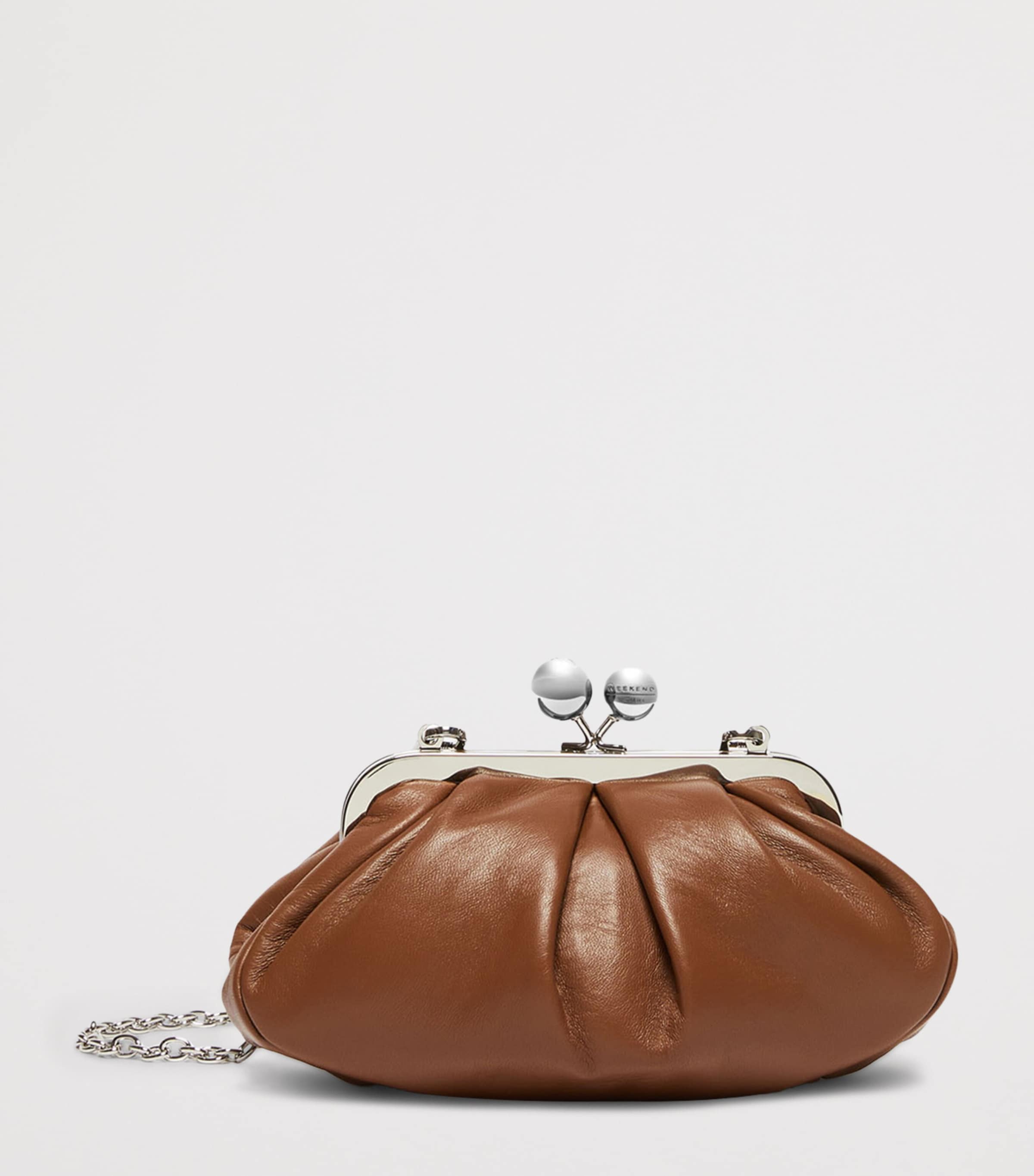 Weekend Max Mara Small Leather Pasticcino Clutch Bag Tobacco Image 2