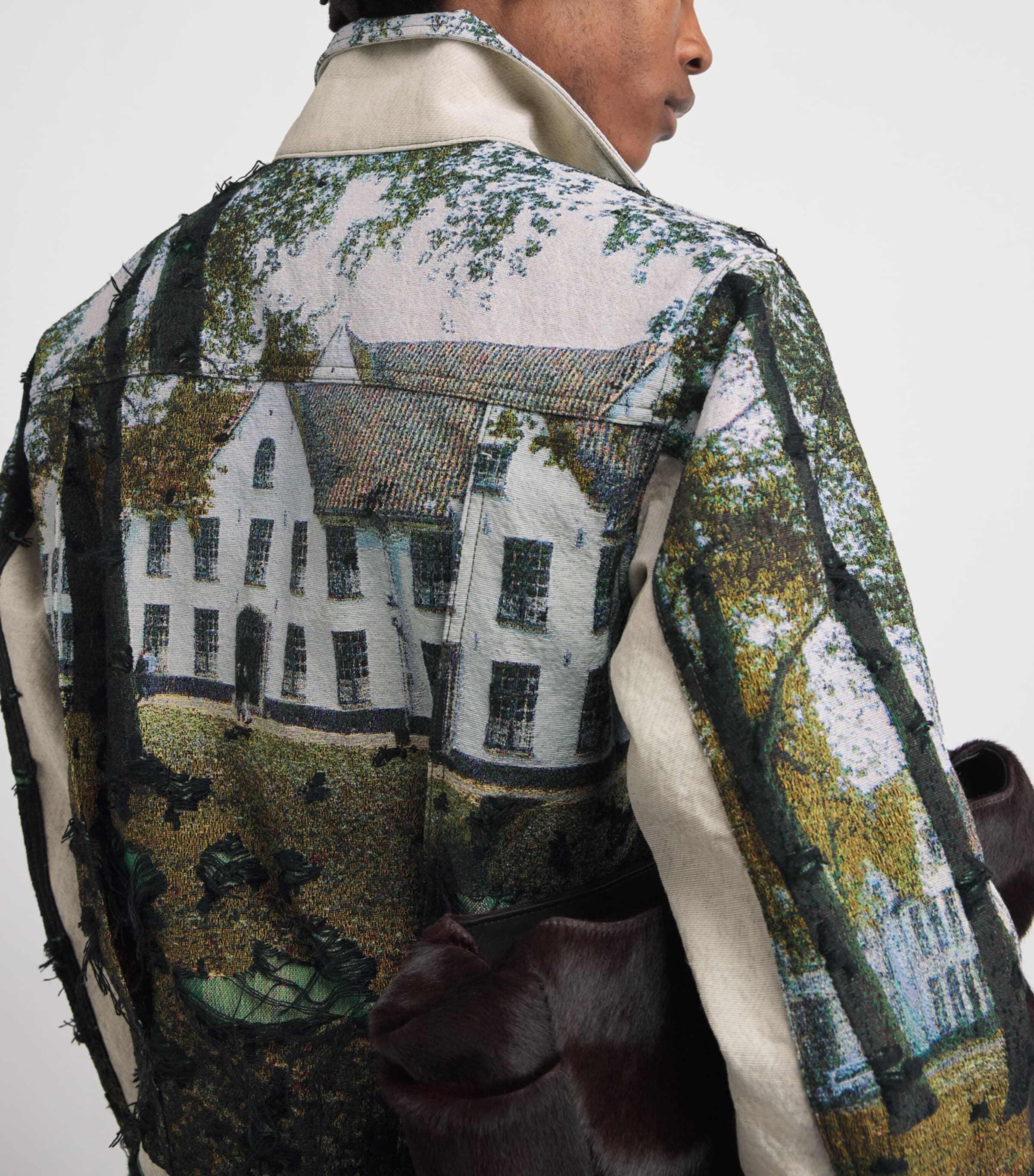 Junya Watanabe MAN Mens Distressed House Jacket Grn/bk/lgtblu Image 3