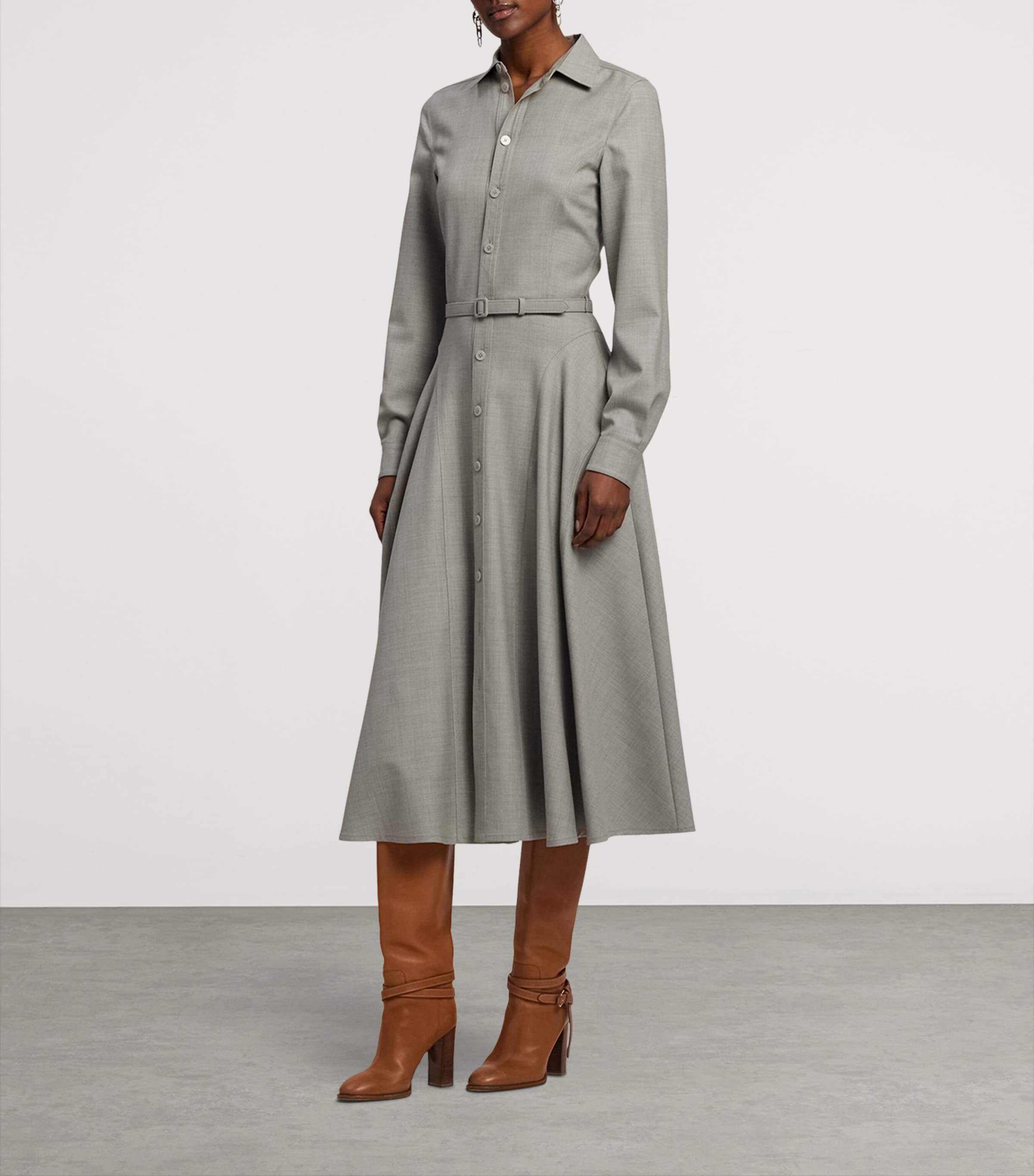 Wool Belted Safford Midi Dress PEARL GREY MELANGE Image 6