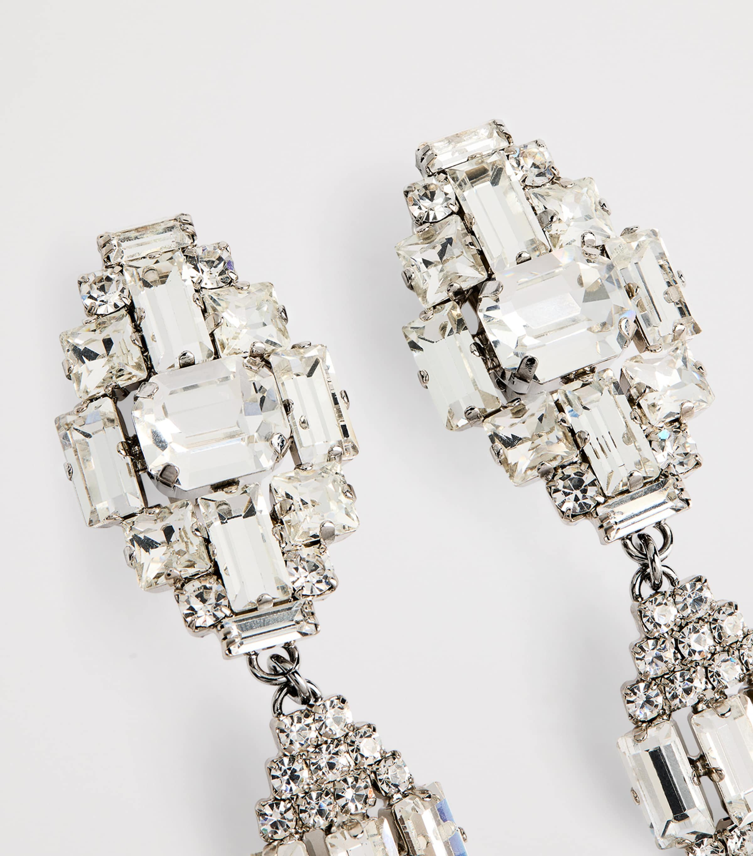 Crystal Pendant and Fringe Earrings 0001 CRY-SILVER Image 5