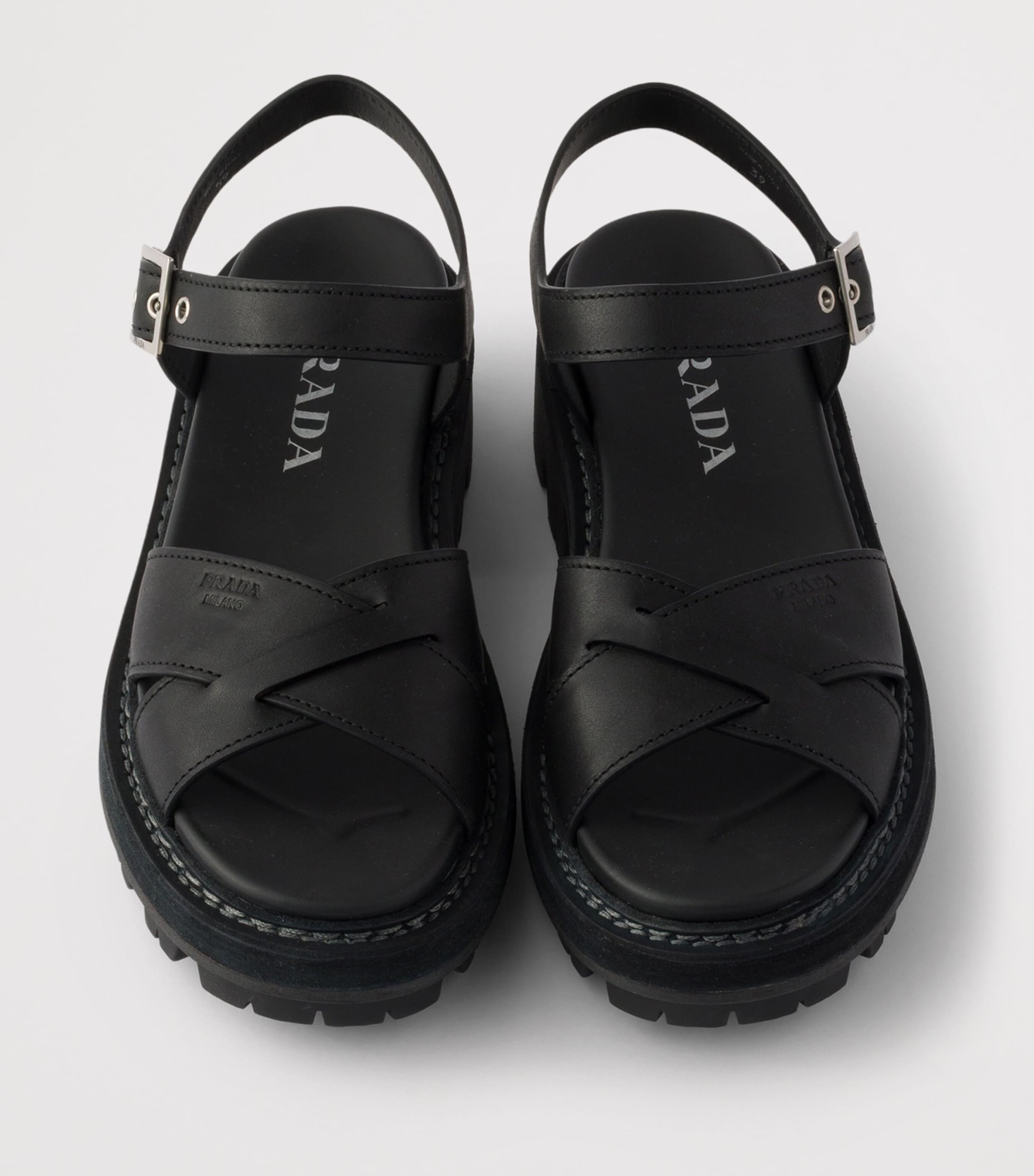 Prada Lambskin Platform Sandals 55 Black Image 3