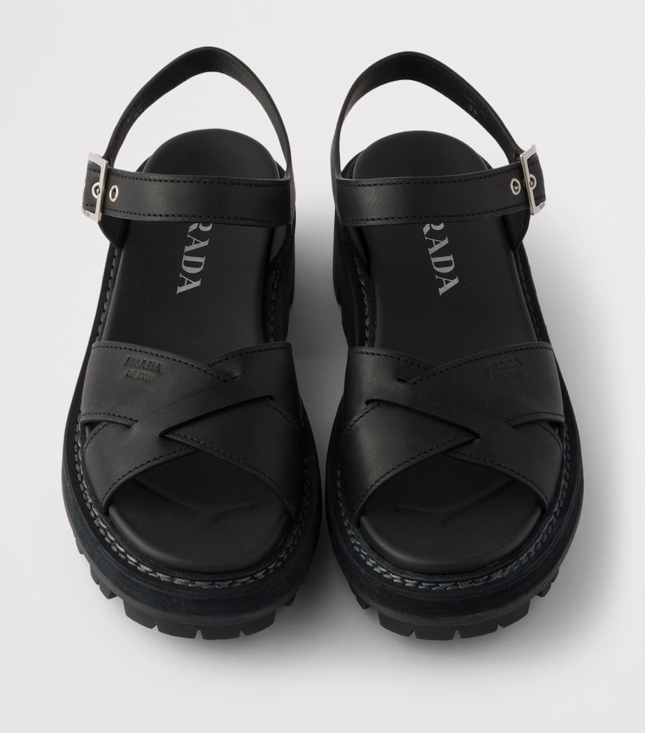 Prada Lambskin Platform Sandals 55 Black Image 3