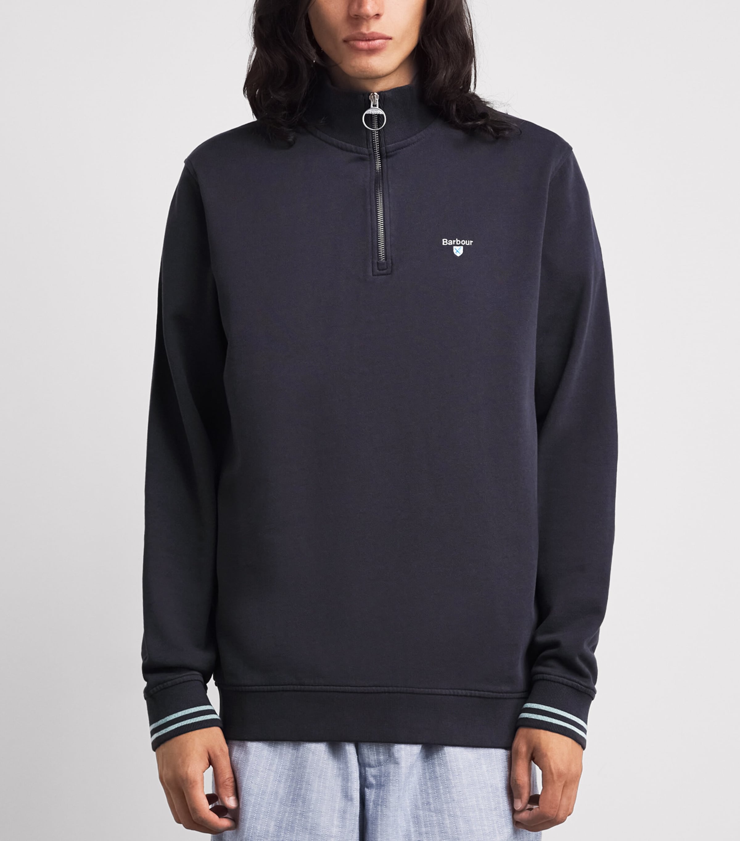 Barbour Mens Quarter-Zip Rosford Sweatshirt Dark Navy Image 4