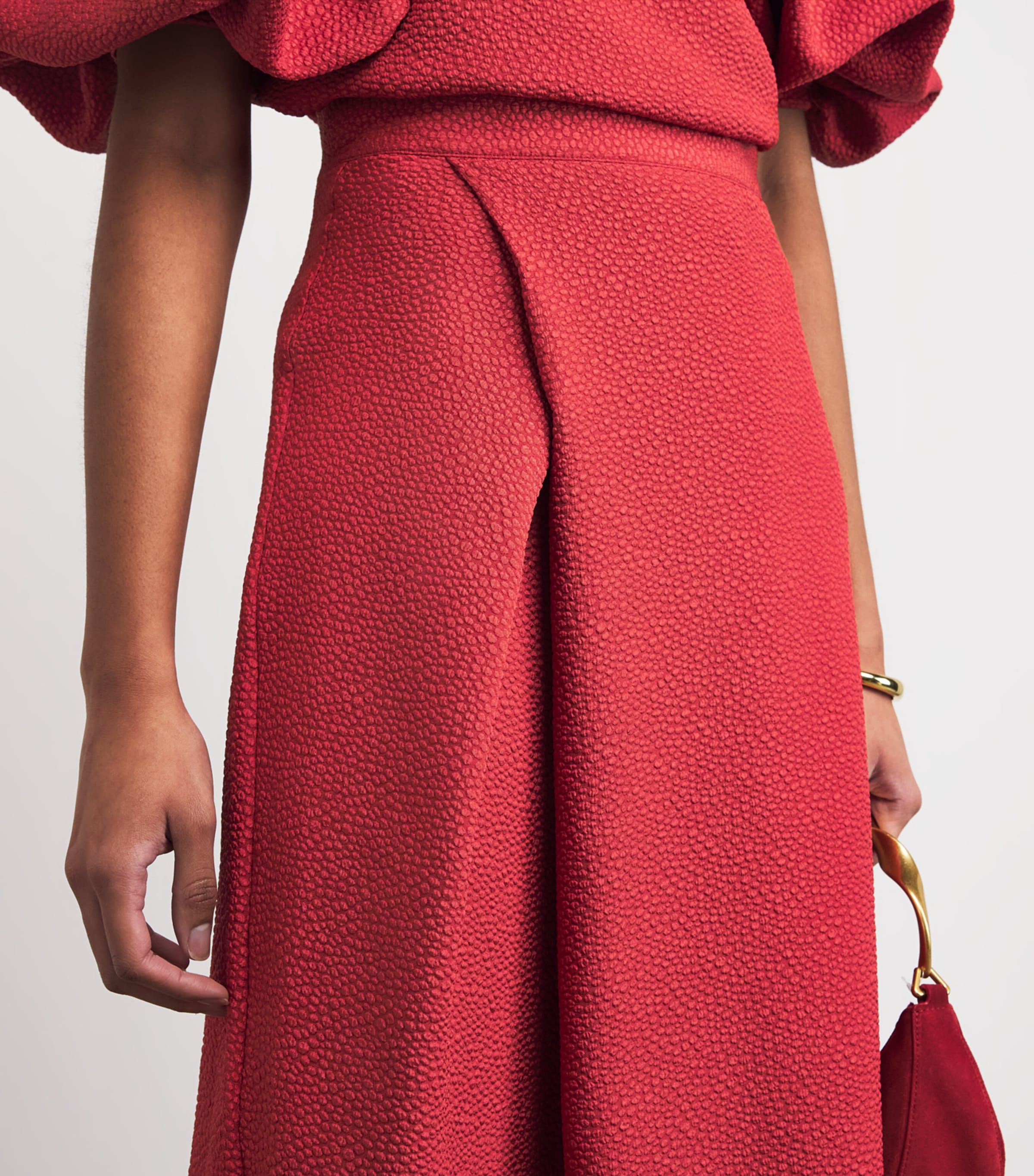 Jacquard Plait Midi Skirt CARMINE Image 6