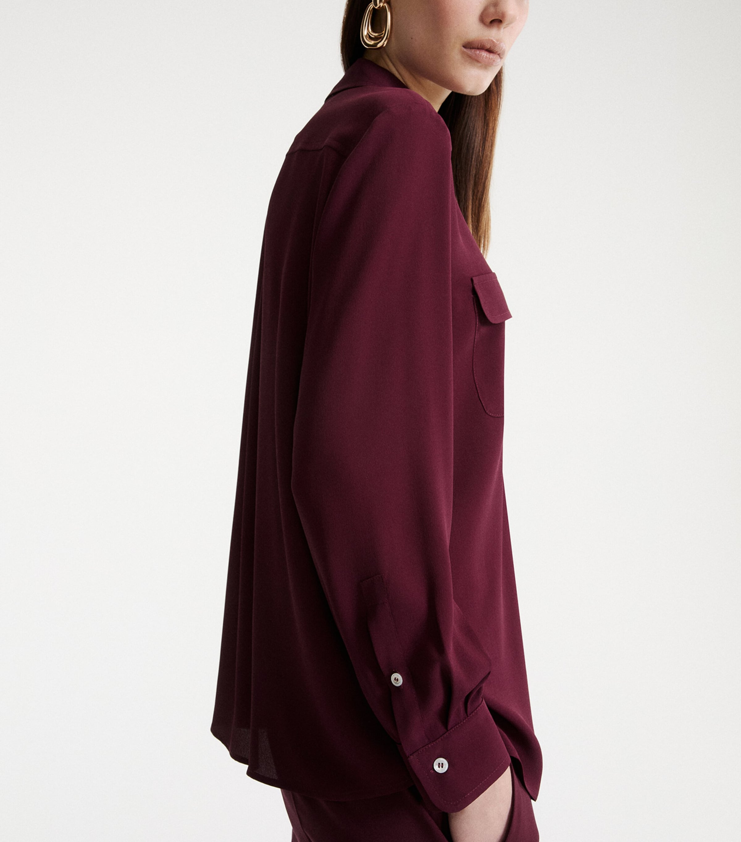 Marella Womens Patch-Pocket Shirt Bordeaux Image 4