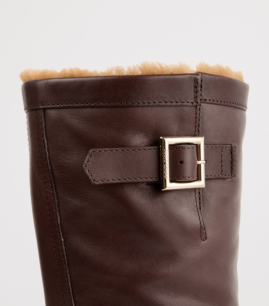 Jimmy Choo Biker Mid Leather Boots Chocolate/teddy Image 4