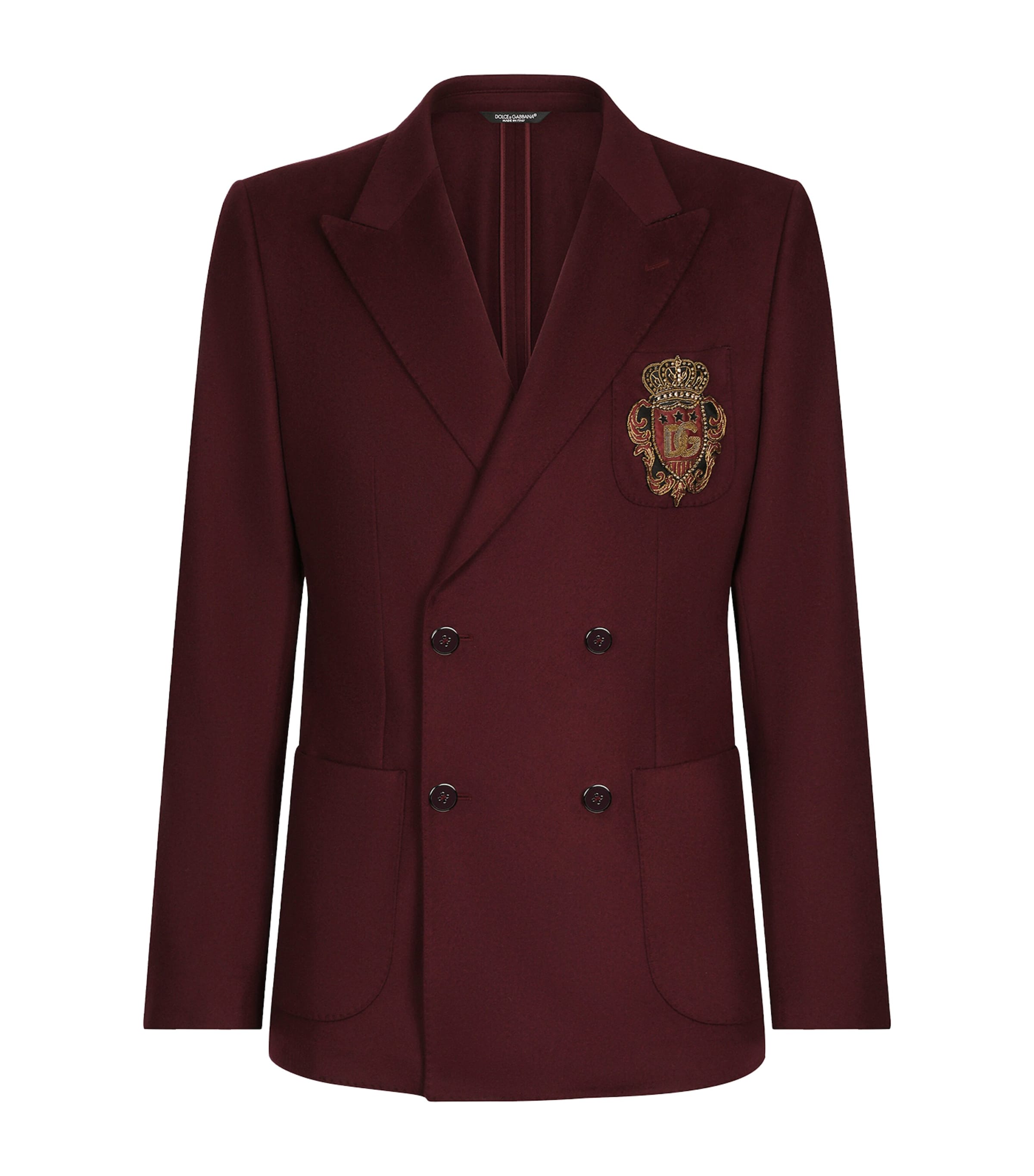 Dolce & Gabbana Double-breasted Wool And Cashmere Jacket With Dg Patch