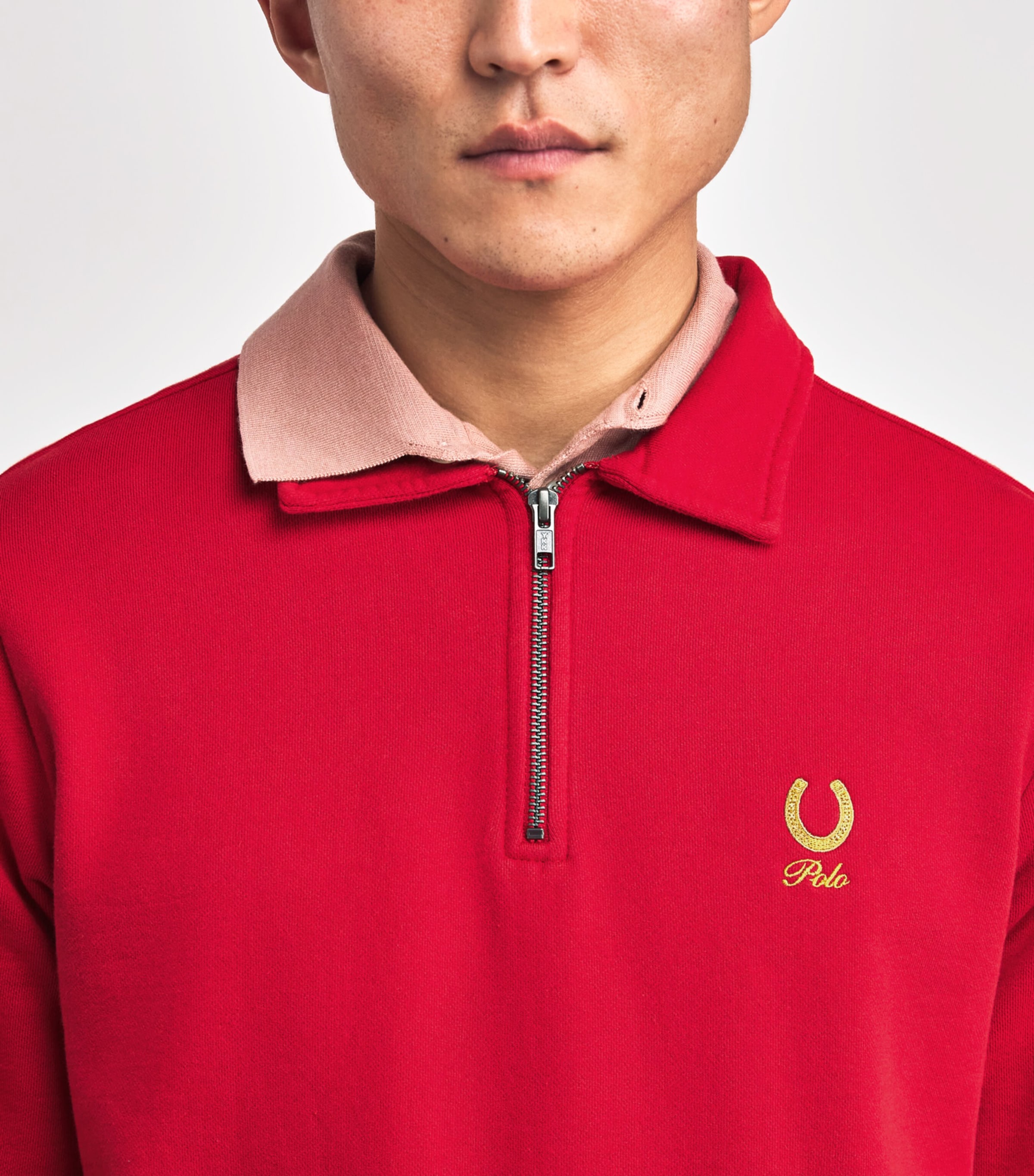 Polo Ralph Lauren Mens Cotton Polo Quarter-Zip Sweater Red Image 6