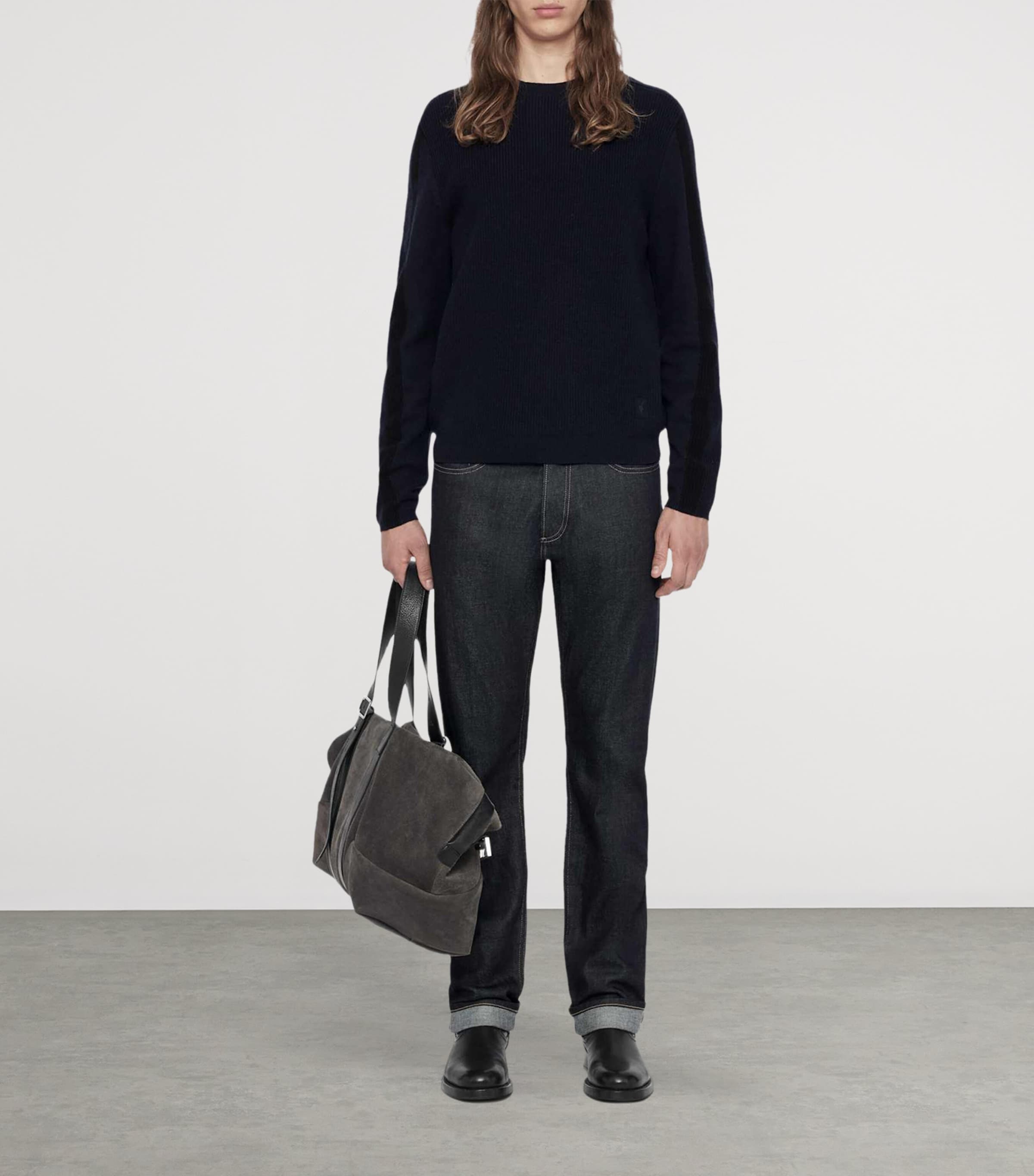 AllSaints Mens Merino Wool Hawke Sweater Navy Blue Image 2
