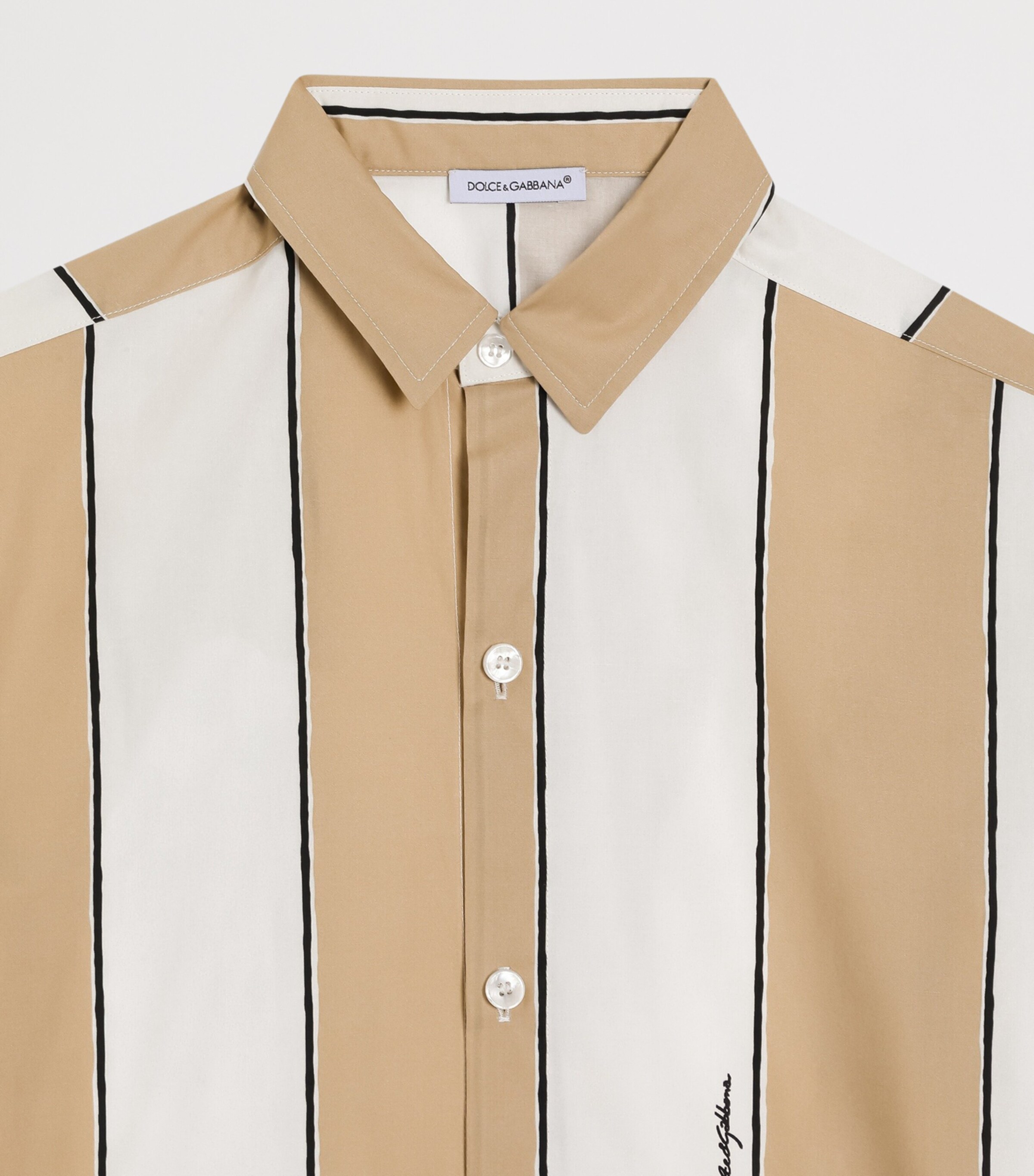 Dolce&Gabbana Kids Cotton Stripe Shirt (8-12+ Years) Riga Deserto Image 3