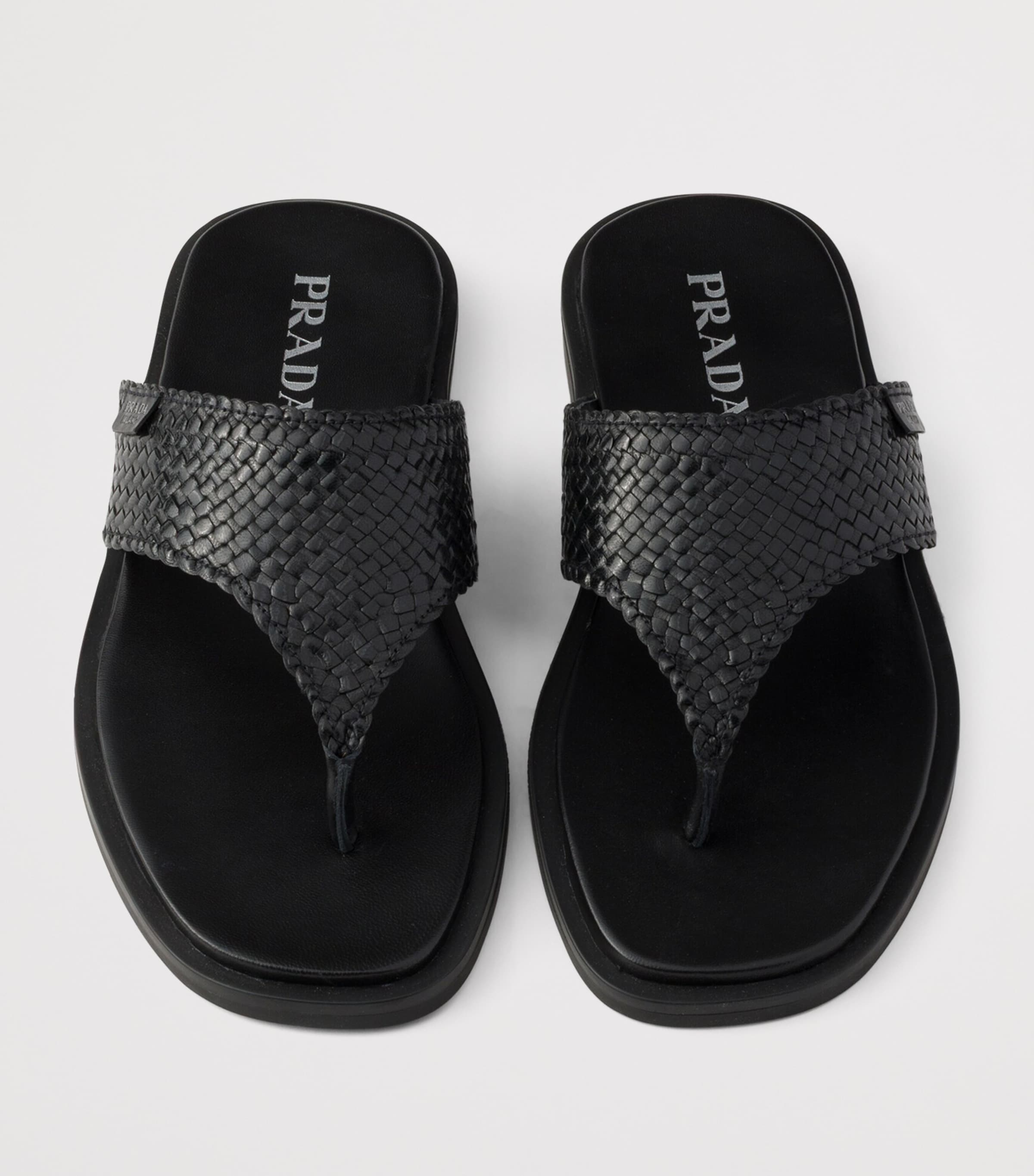 Prada Leather Woven Flip Flops Image 4