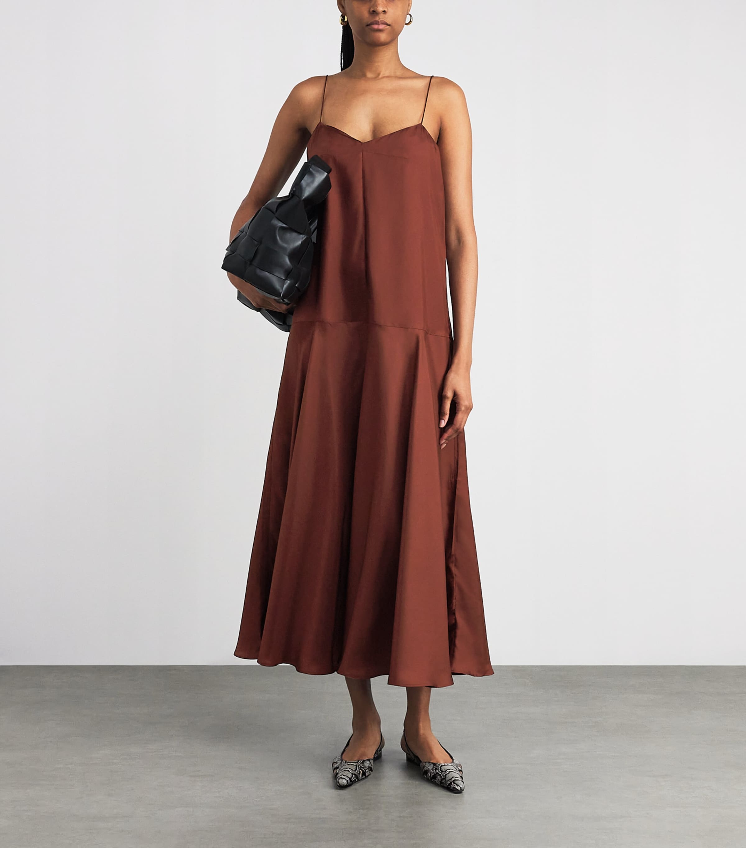 Silk Twill Slip Maxi Dress BRICK Image 2
