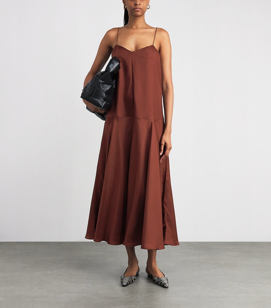 Silk Twill Slip Maxi Dress BRICK Image 2